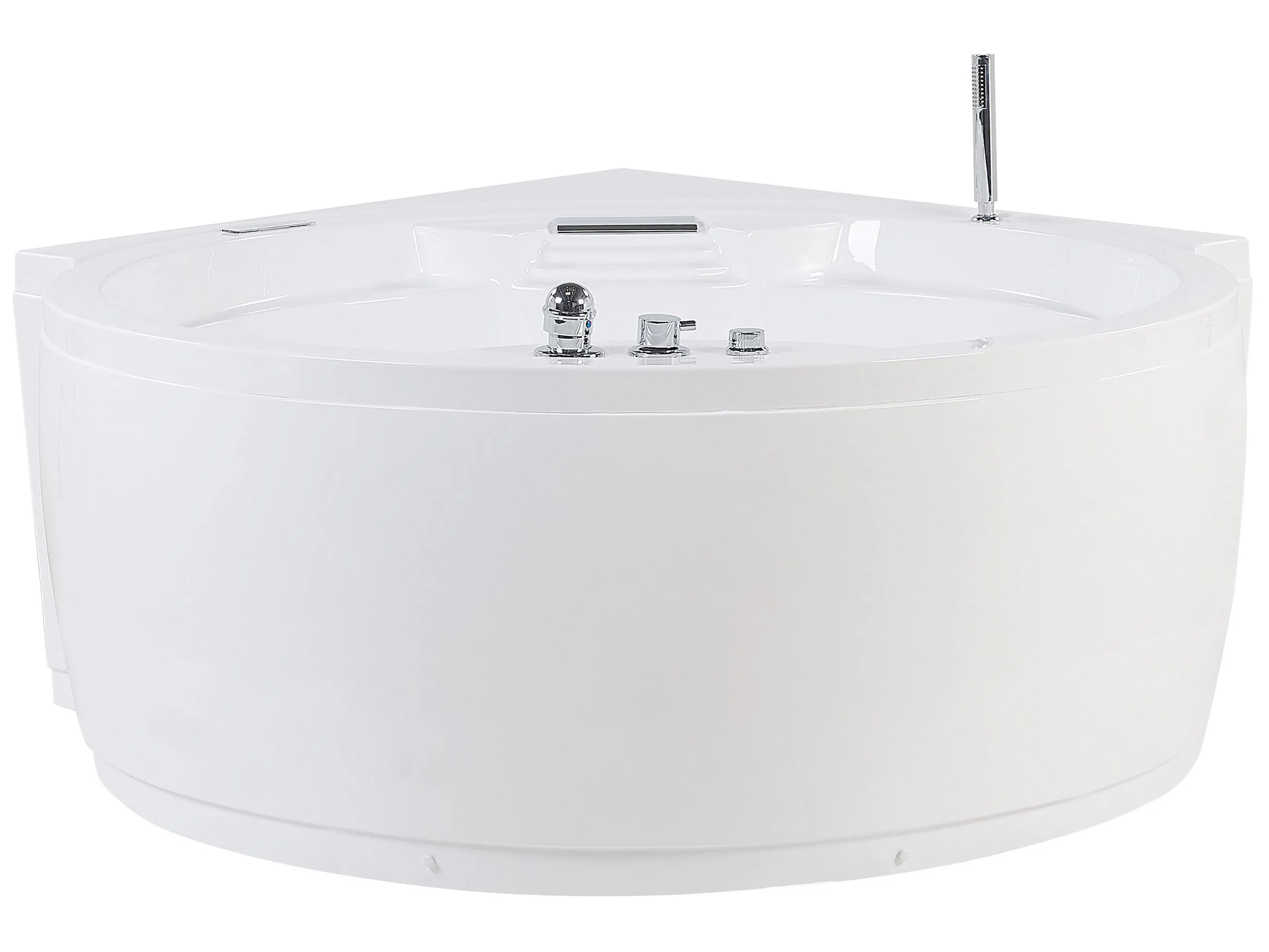 Bañera de hidromasaje LED esquinera MILANO con altavoz Bluetooth integrado 181 x 150 cm Blanco