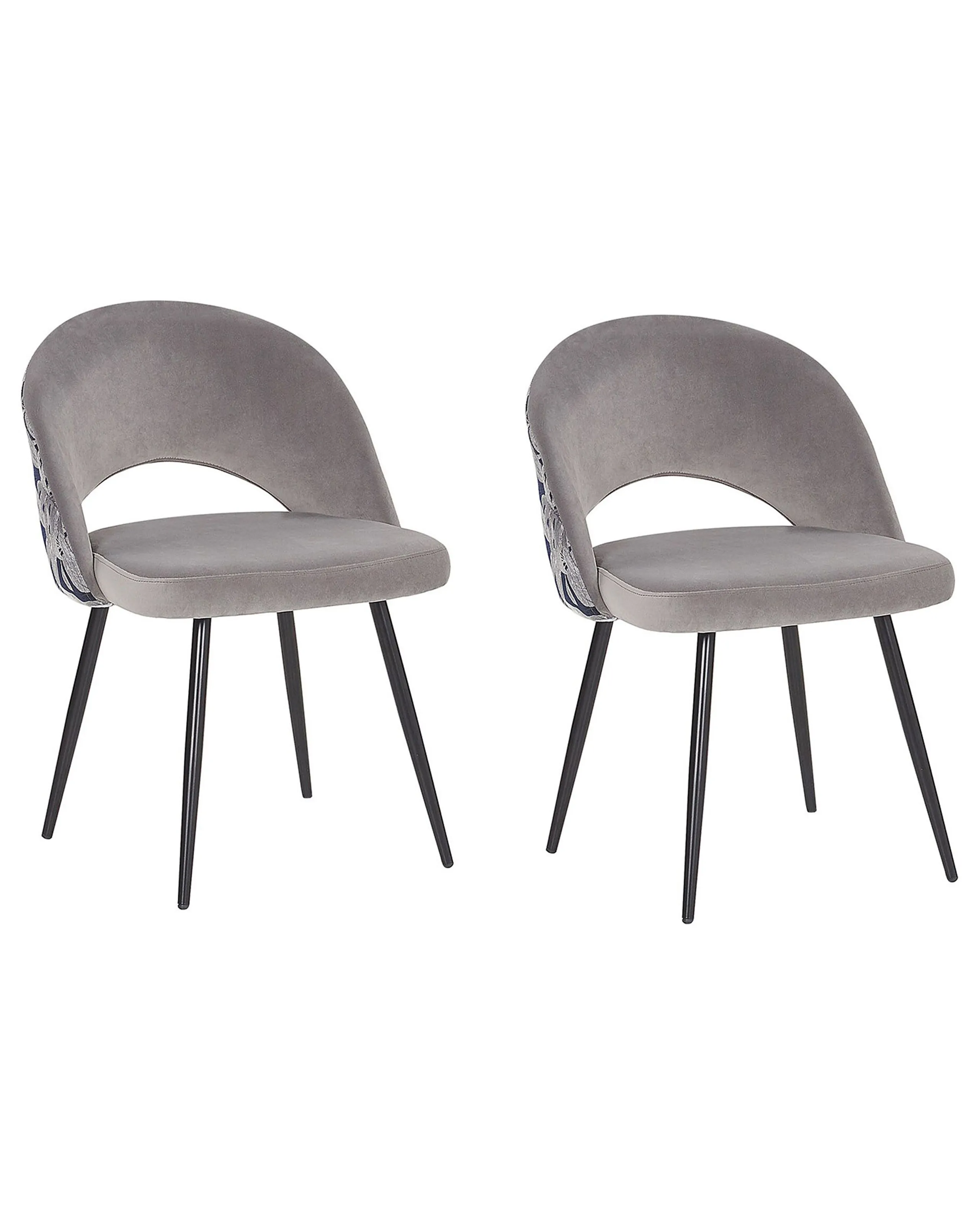 Conjunto de 2 sillas de comedor VIVIAN Terciopelo Gris