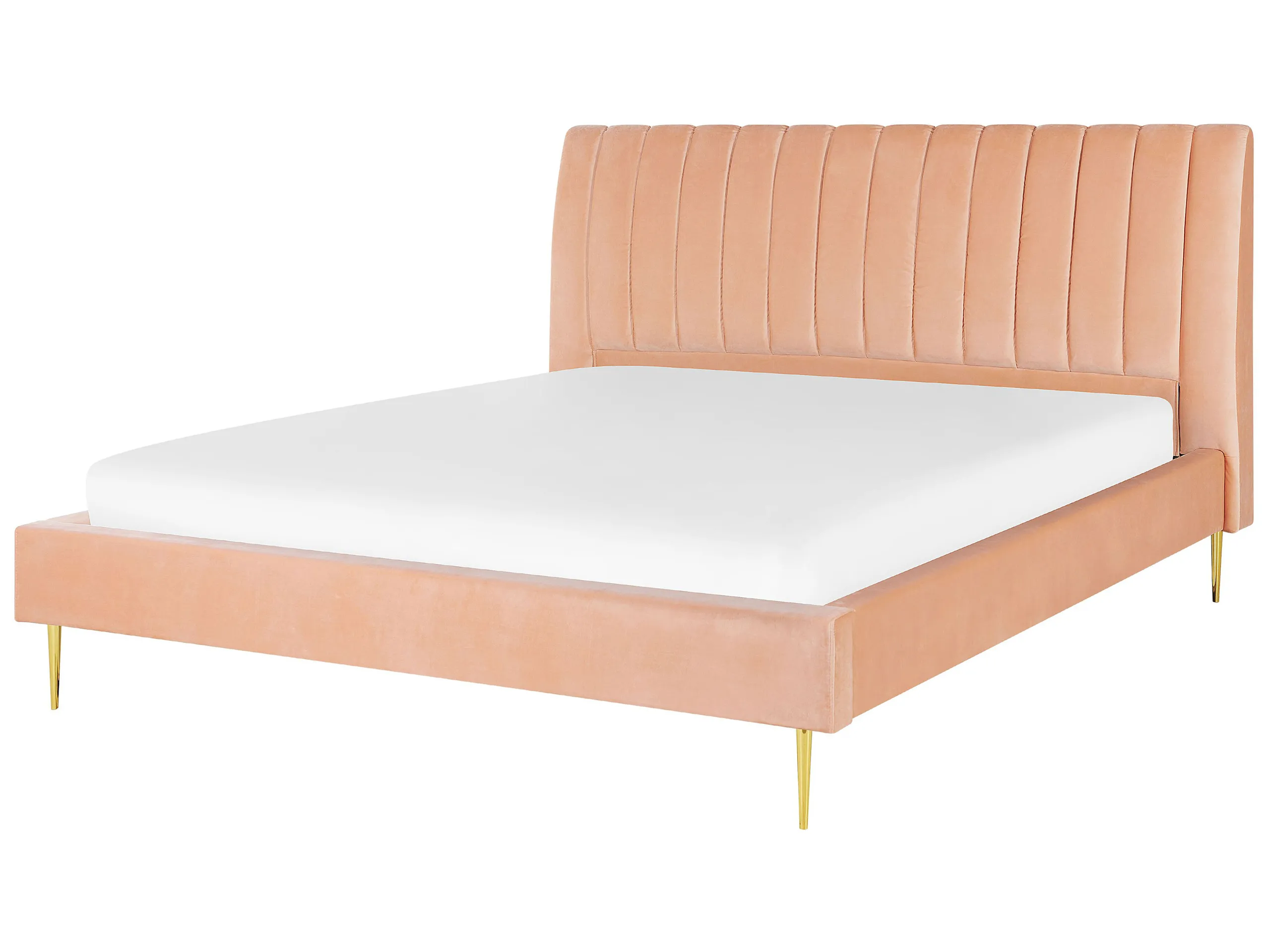 Cama Terciopelo MARVILLE 180 x 200 cm Rosa melocotón
