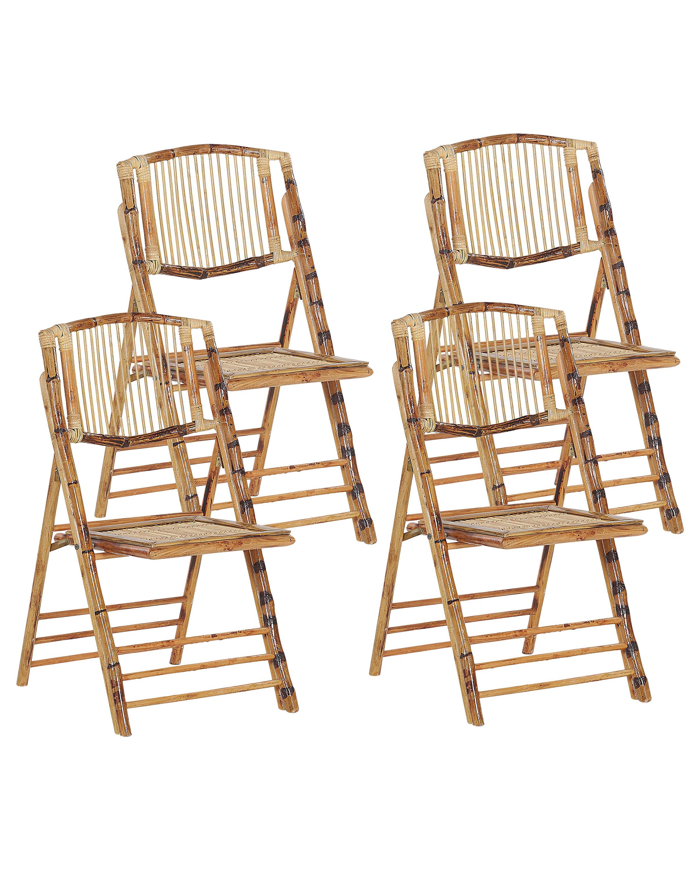 Conjunto de 4 sillas de comedor plegable TRENTOR Bambú Natural
