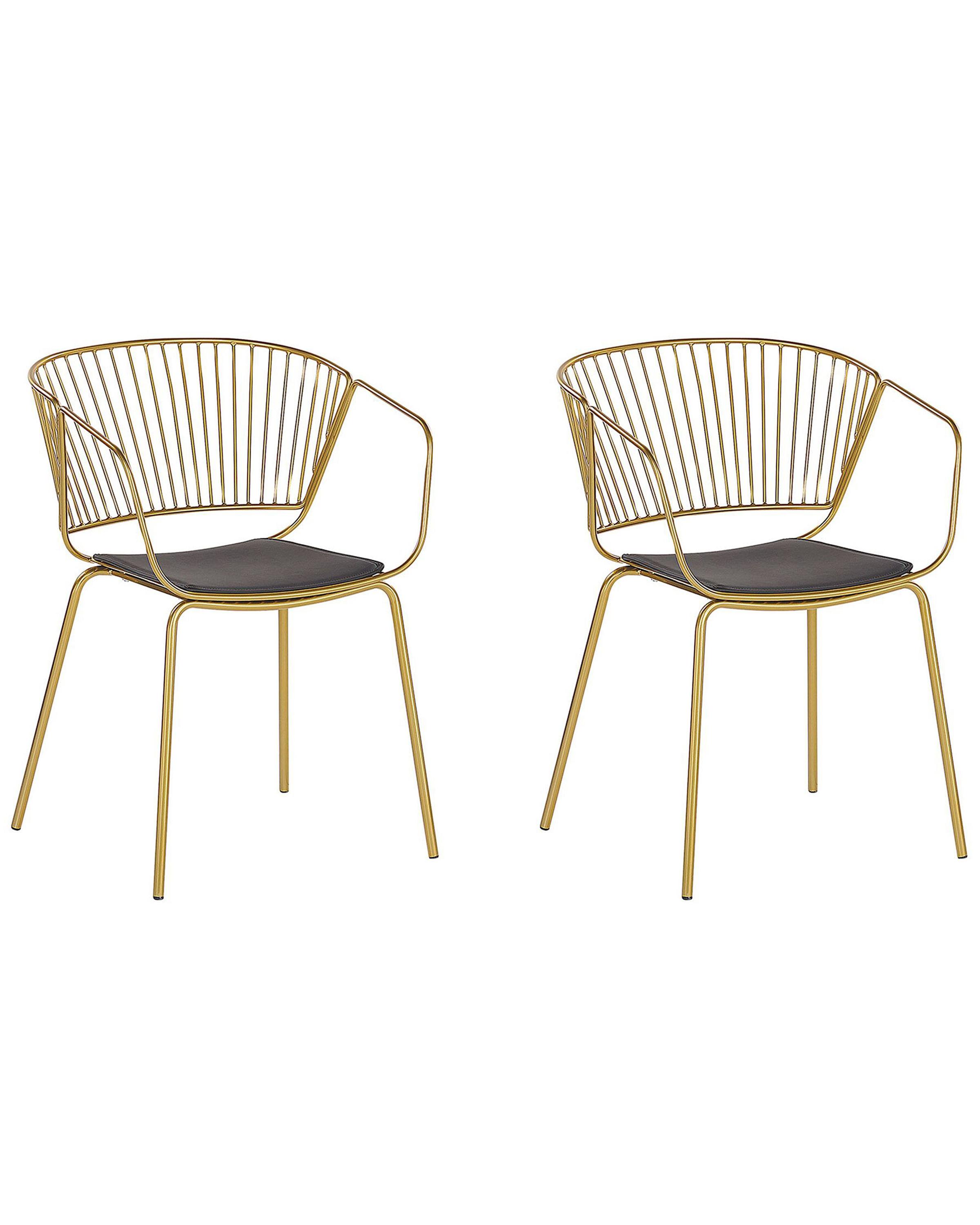 Conjunto de 2 sillas de comedor RIGBY Metal Dorado