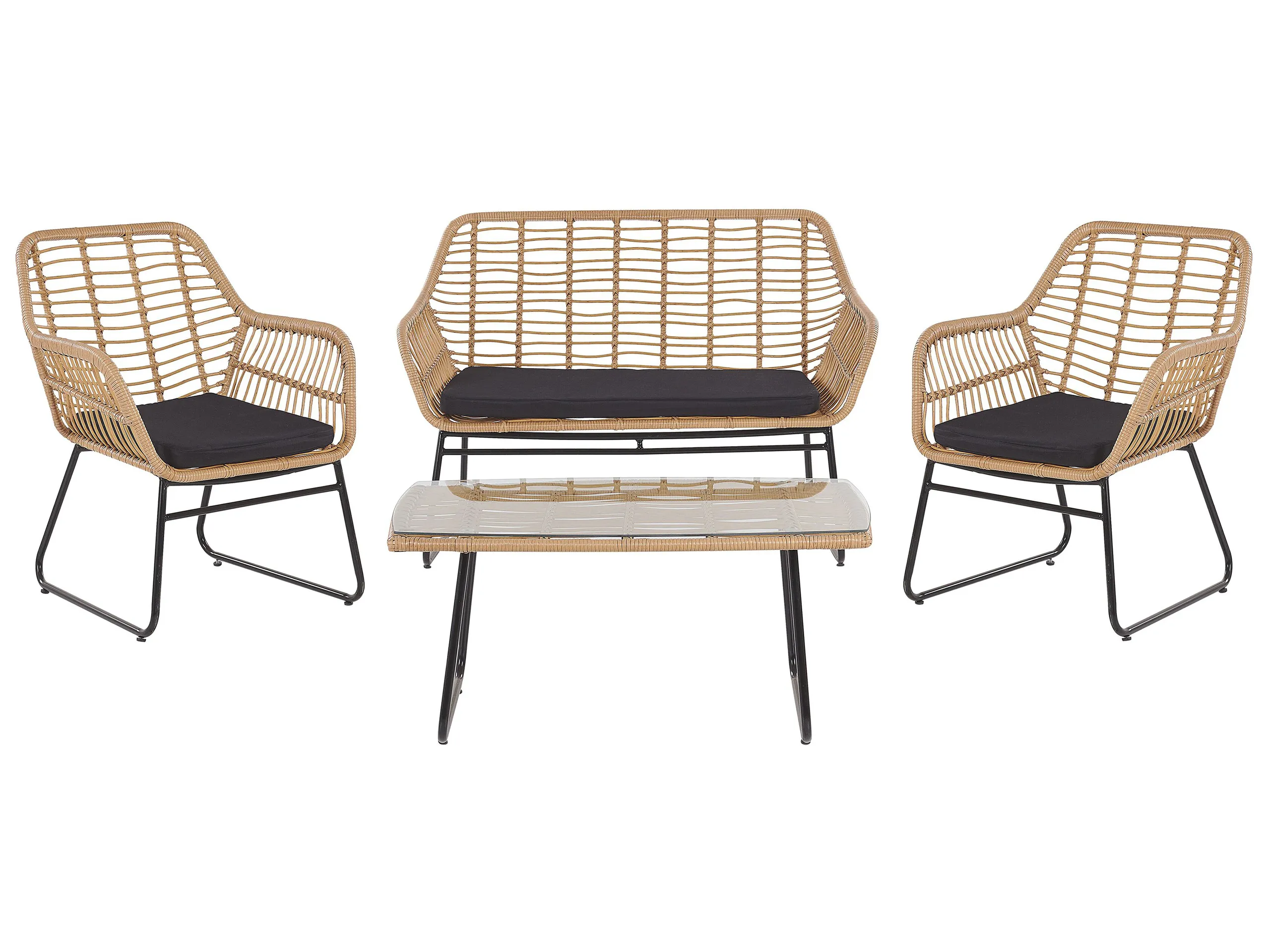 Garden Lounge Set with Table 4 Seater MINORI PE Rattan Beige