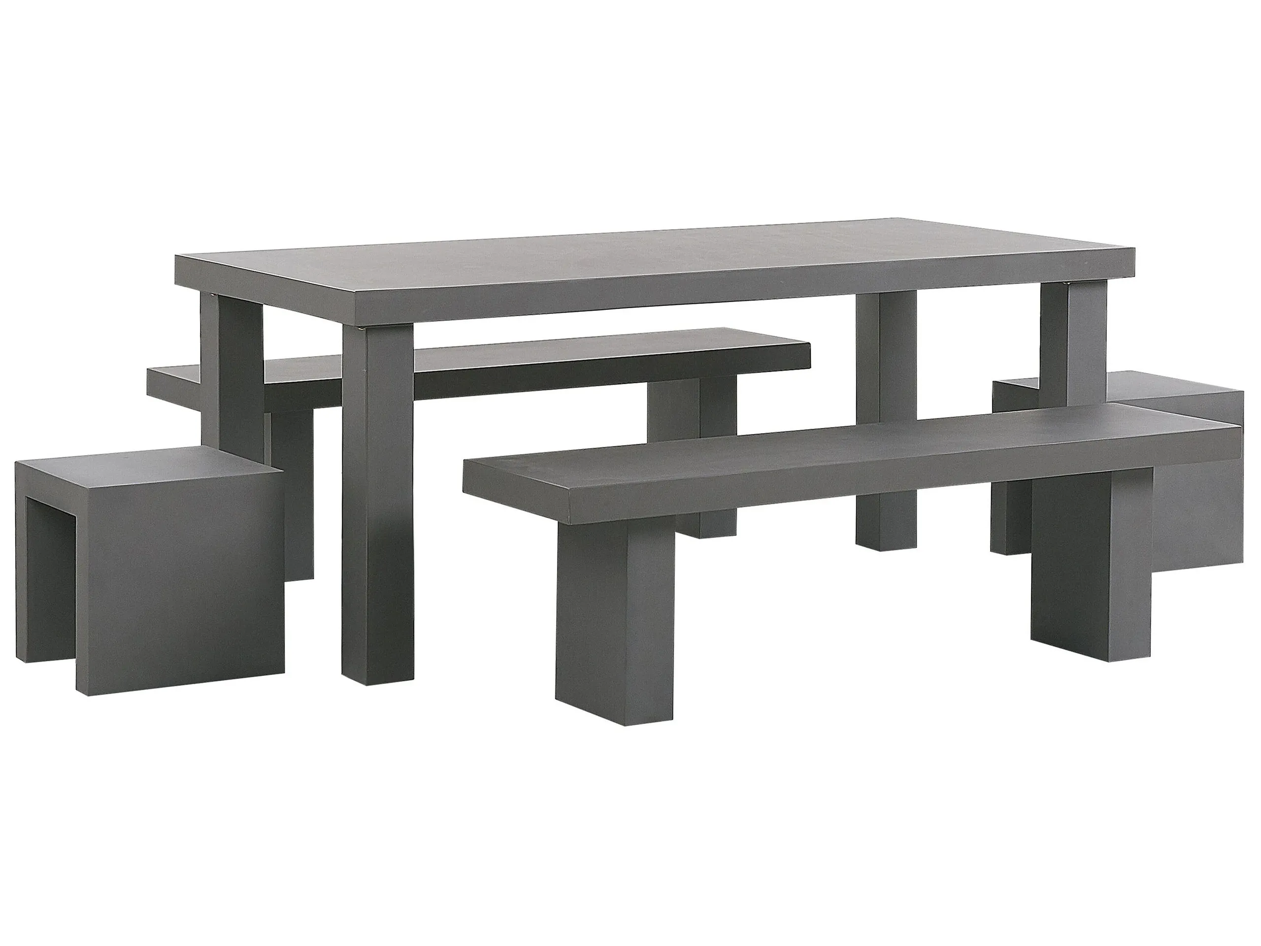 Garden Dining Set with Benches and Stools 6 Seater TARANTO Concrete Grey