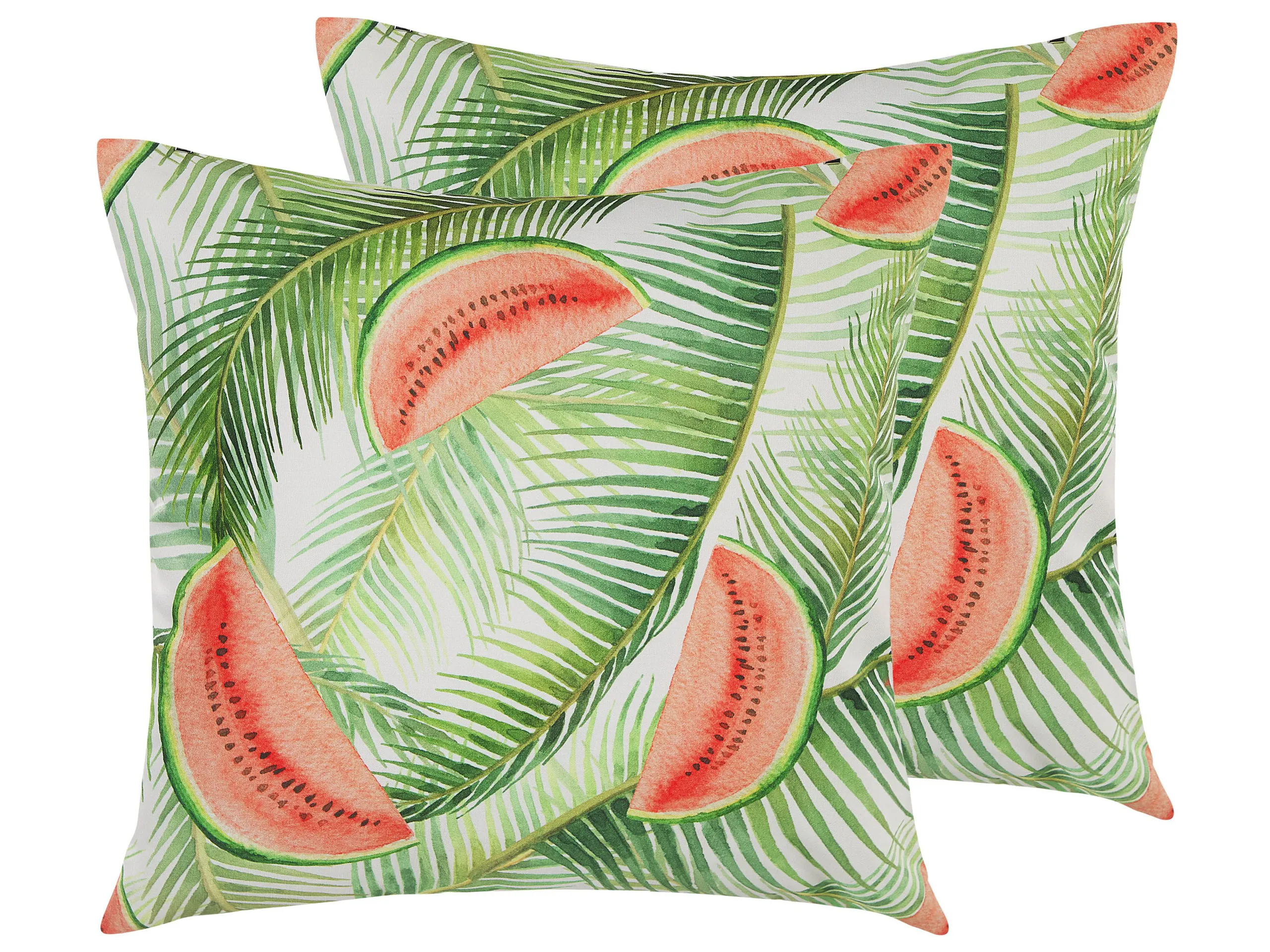 Conjunto de 2 cojines de exterior LOVOLETO Patrón de plantas 45 x 45 cm Verde claro