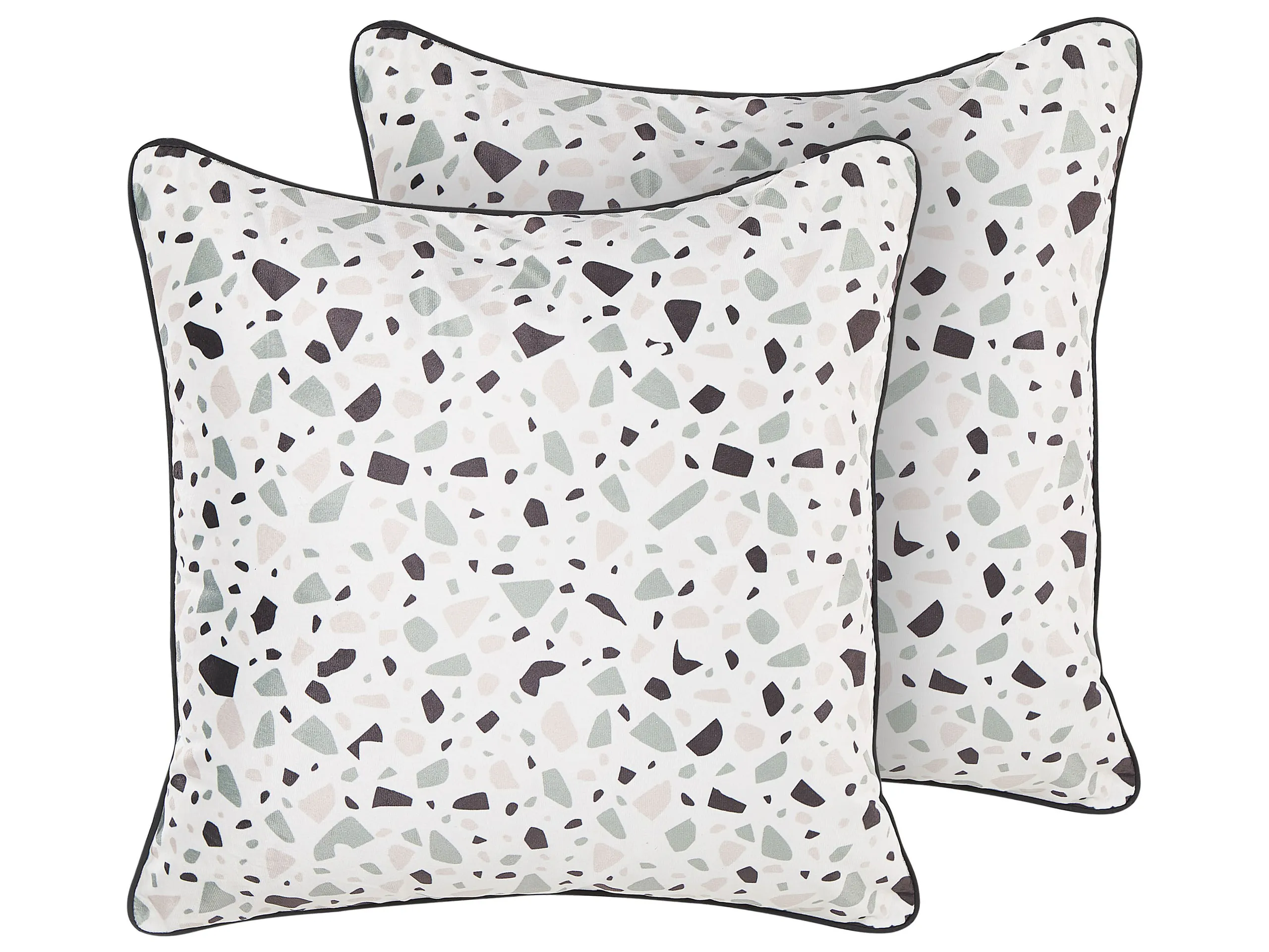 Conjunto de 2 cojines decorativos LAVENDER Terciopelo 45 x 45 cm Blanco Patrón terrazzo