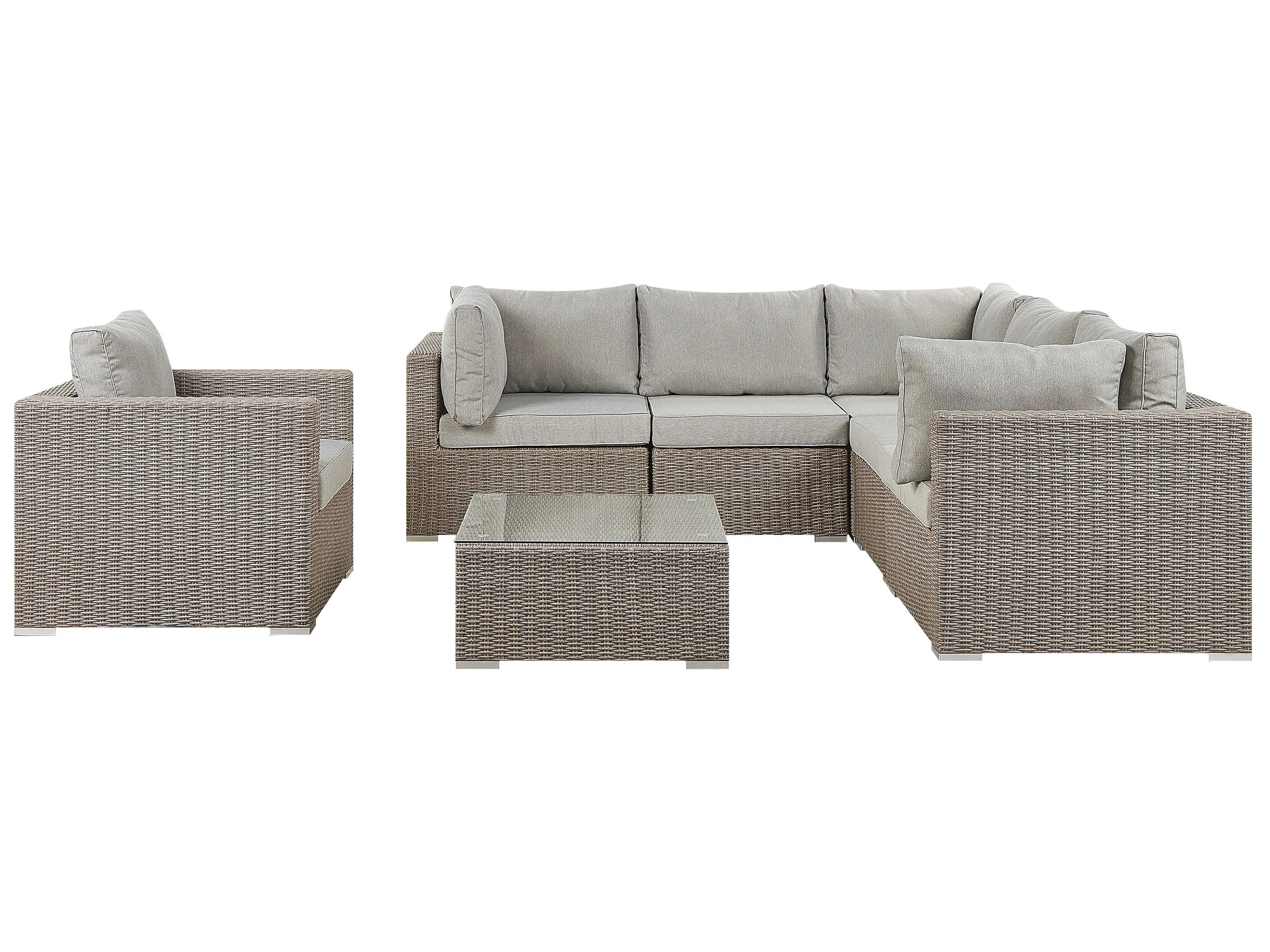 Garden Lounge Set with Table 6 Seater CONTARE Left Hand Modular PE Rattan Taupe