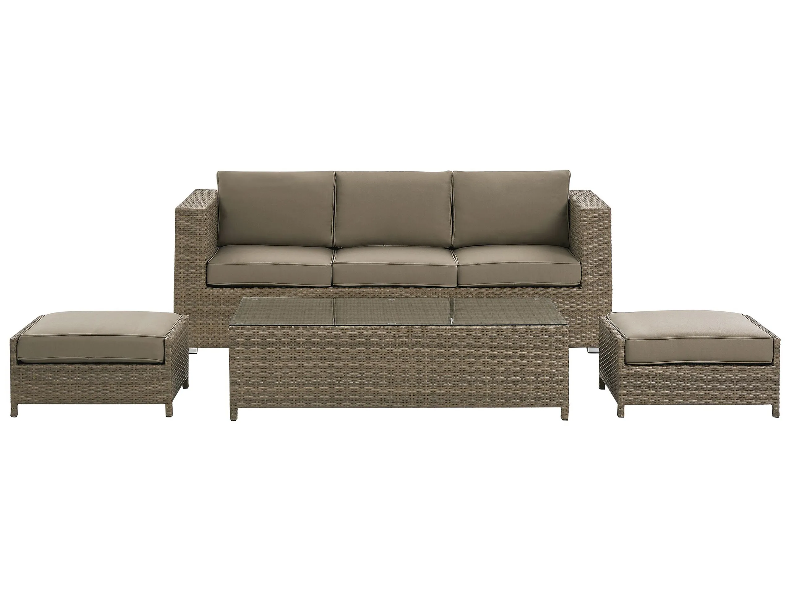 Garden Lounge Set with Table 5 Seater BELLUNO PE Rattan Brown