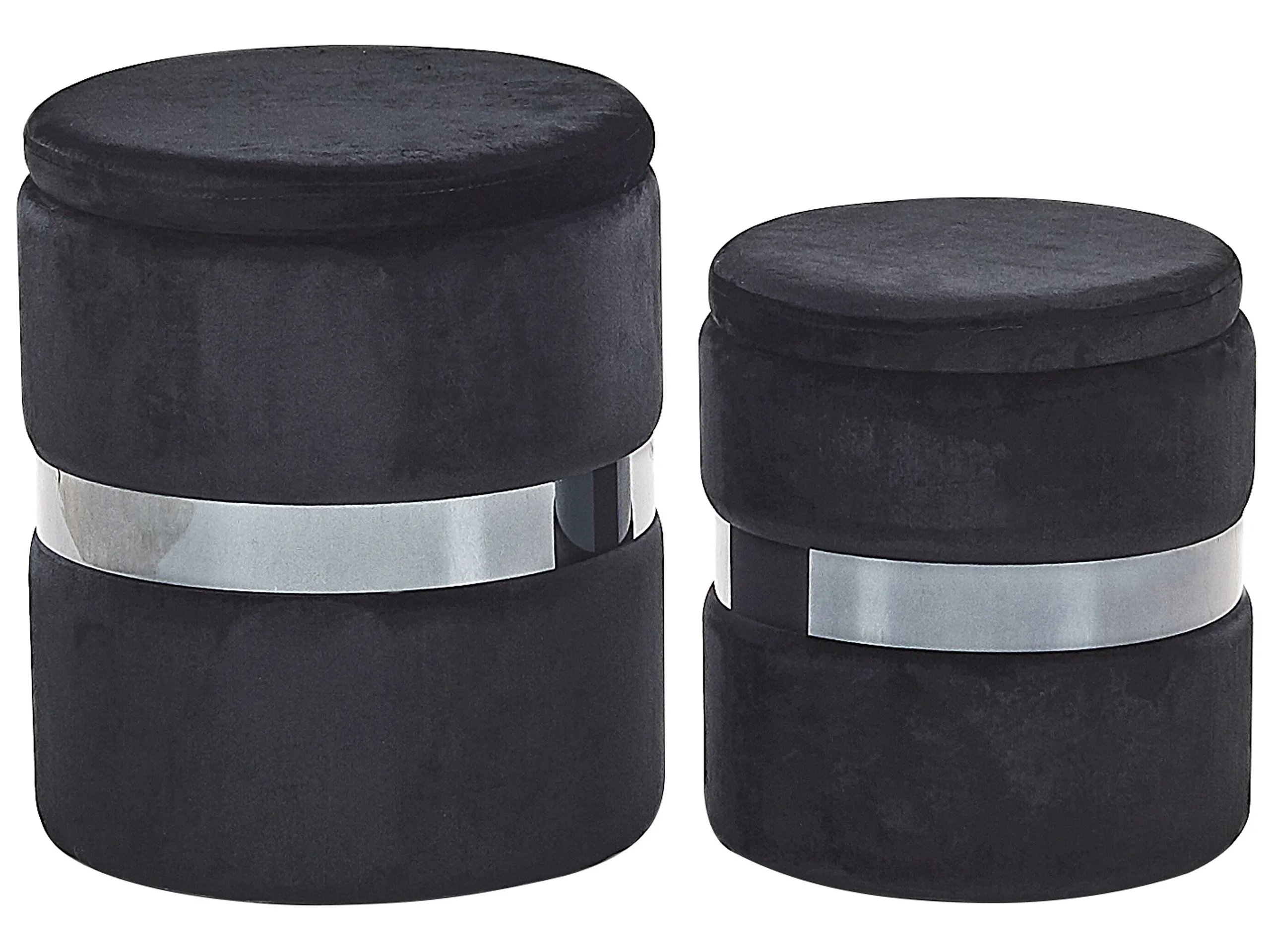 Conjunto de 2 pufs con almacenaje DORIS Terciopelo Negro