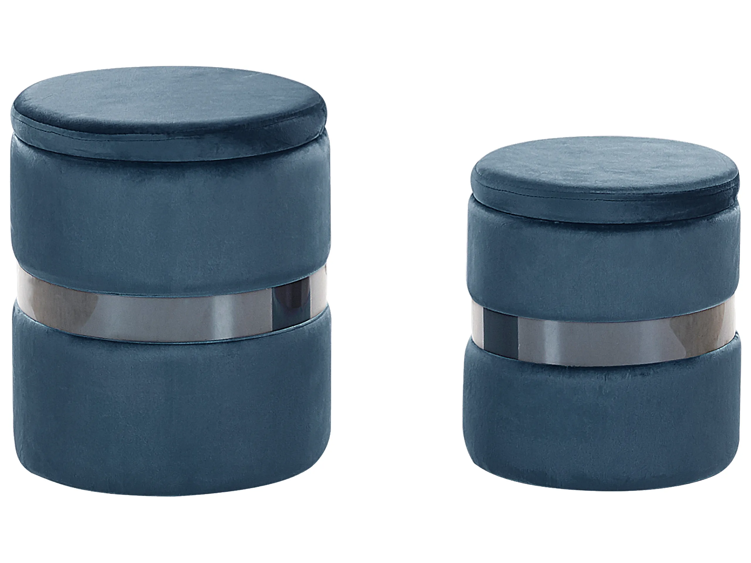 Conjunto de 2 pufs con almacenaje DORIS Terciopelo Azul