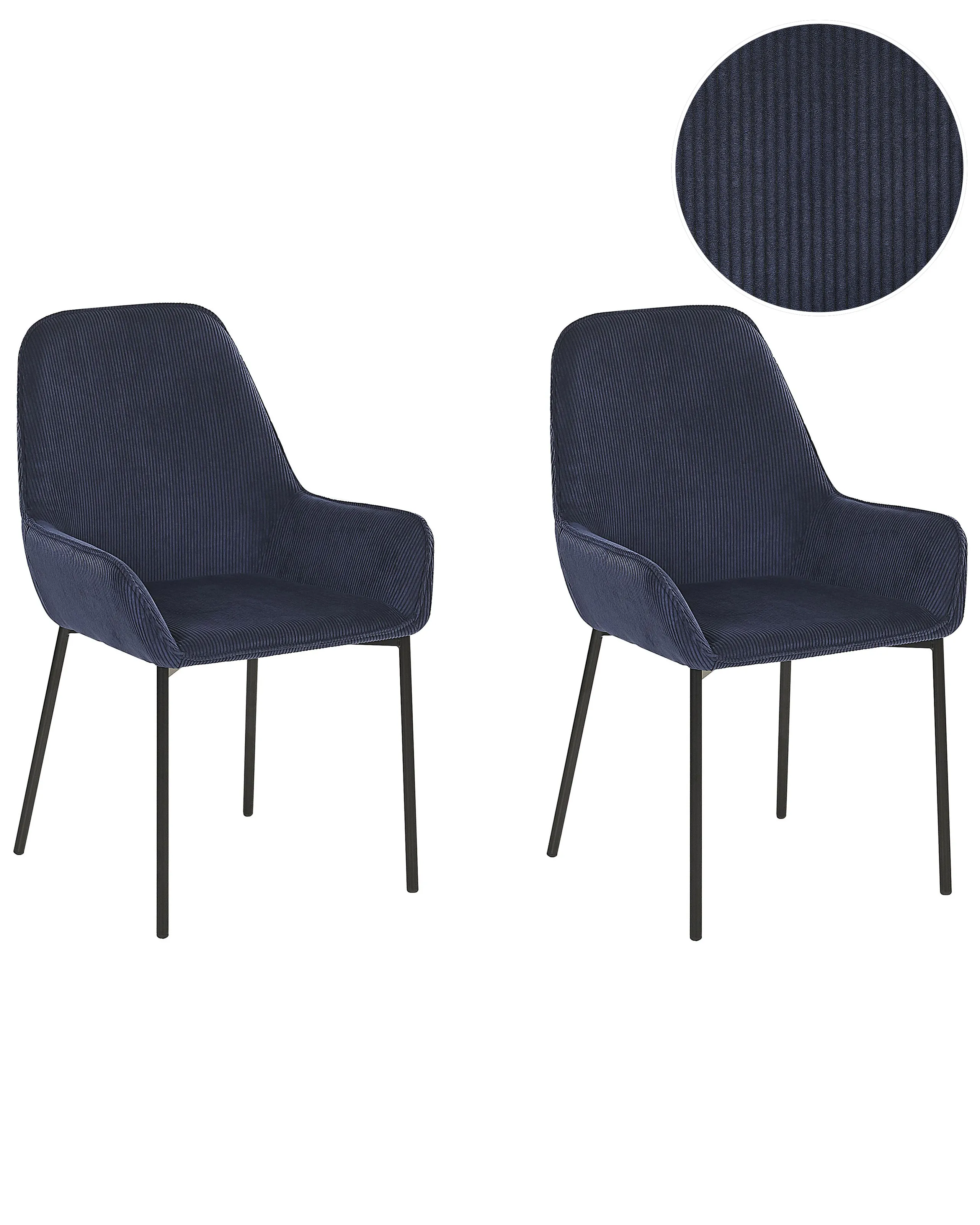 Conjunto de 2 sillas de comedor LOVERNA Pana Azul oscuro