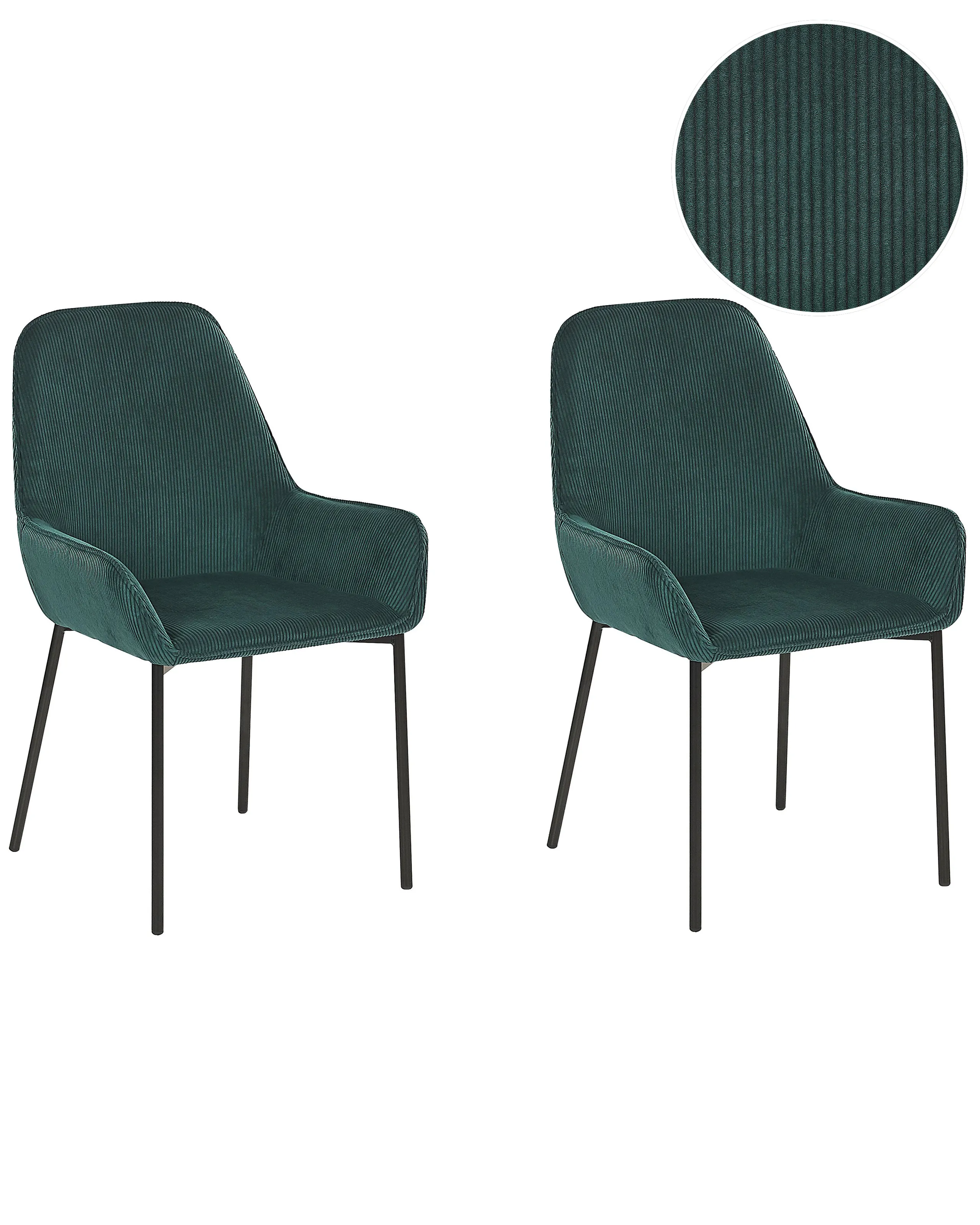 Conjunto de 2 sillas de comedor LOVERNA Pana Verde oscuro