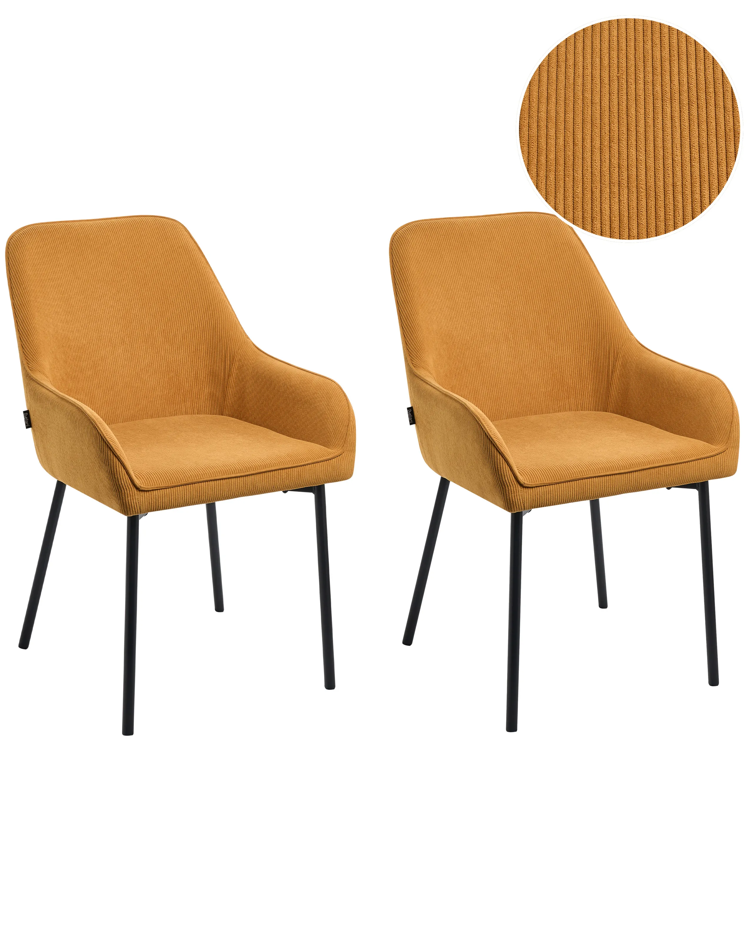 Conjunto de 2 sillas de comedor LOVERNA Pana Mostaza