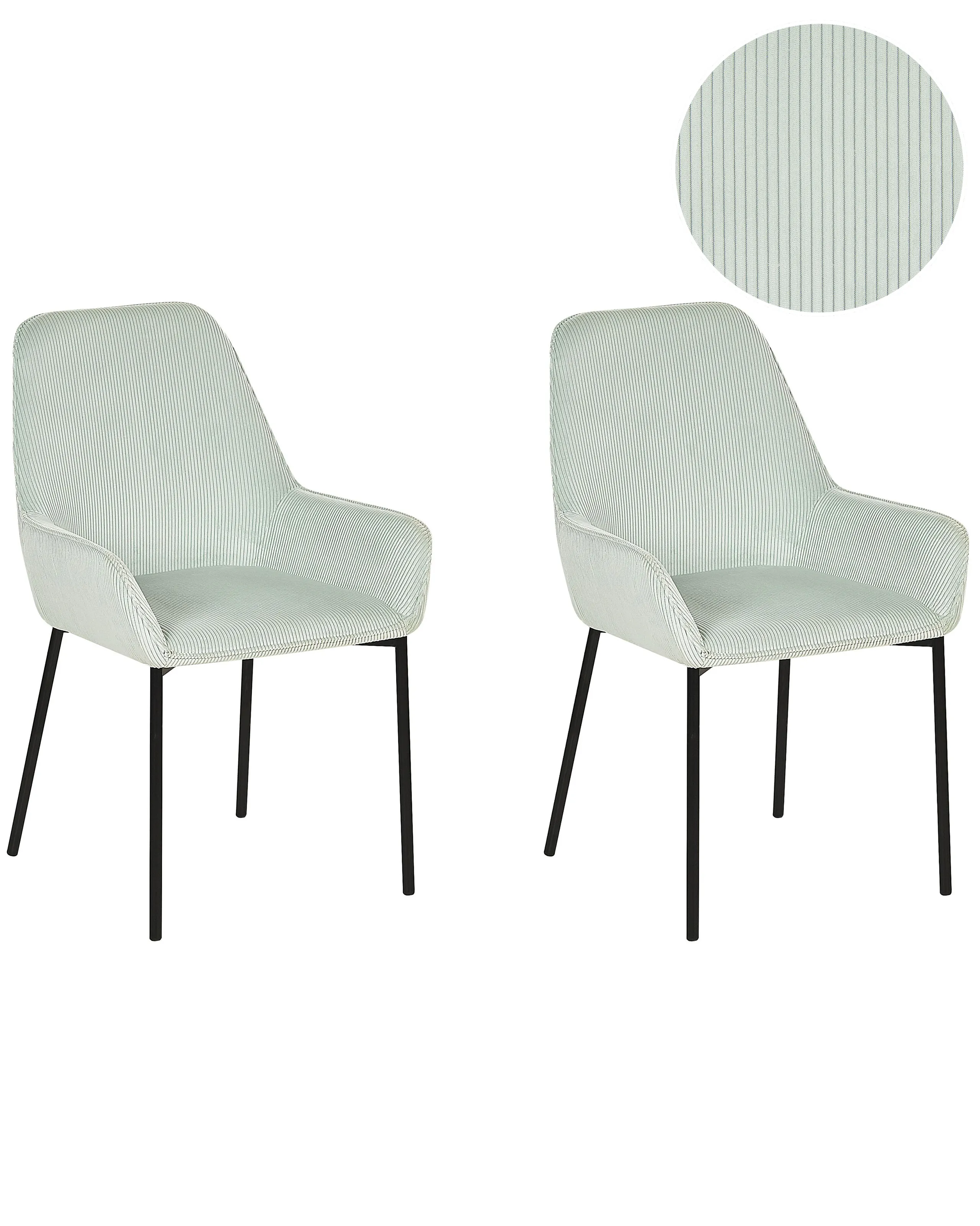 Conjunto de 2 sillas de comedor LOVERNA Pana Verde menta