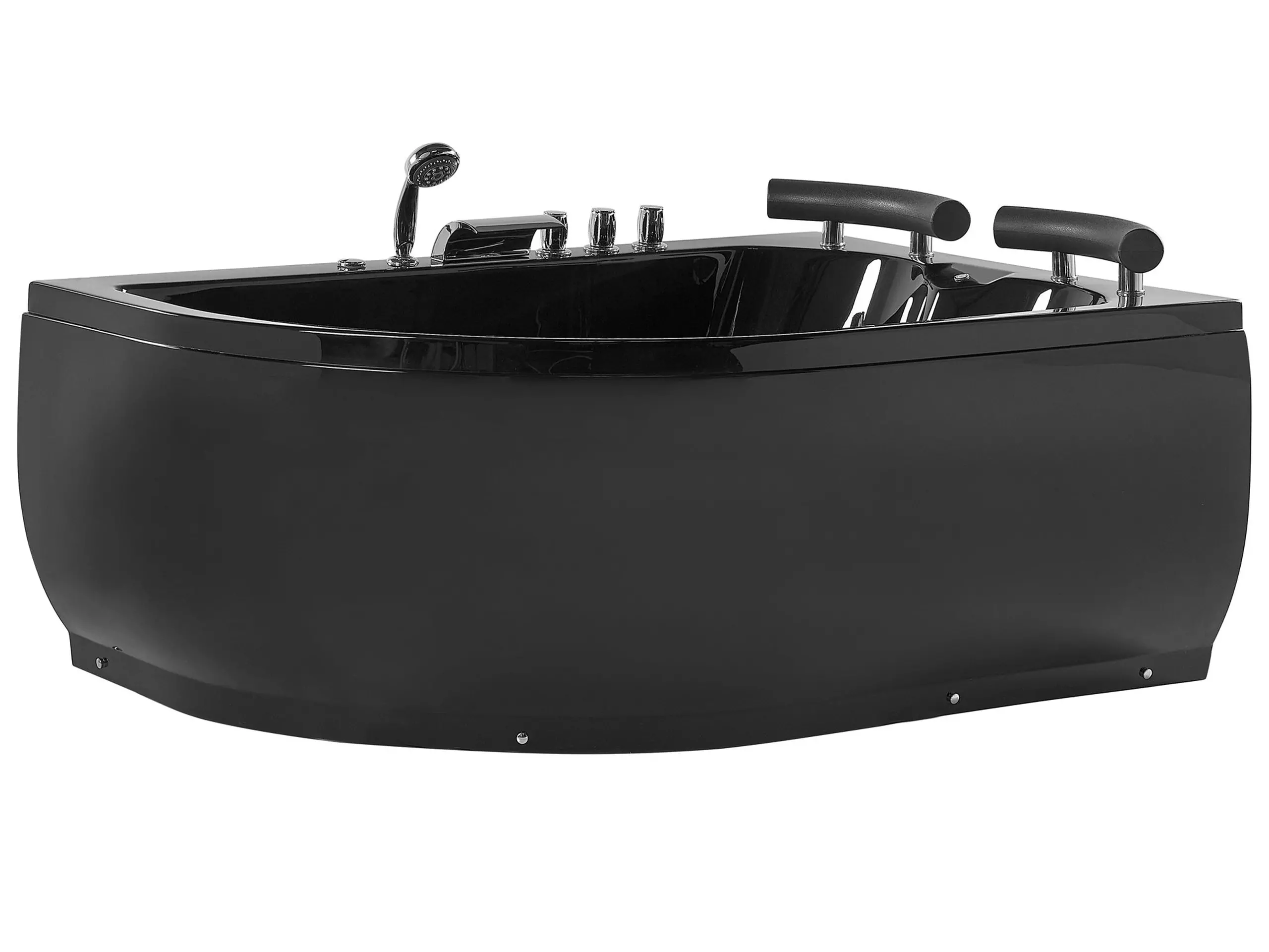 Bañera de hidromasaje LED esquinera PARADISO Izquierda 158 x 113 cm Negro