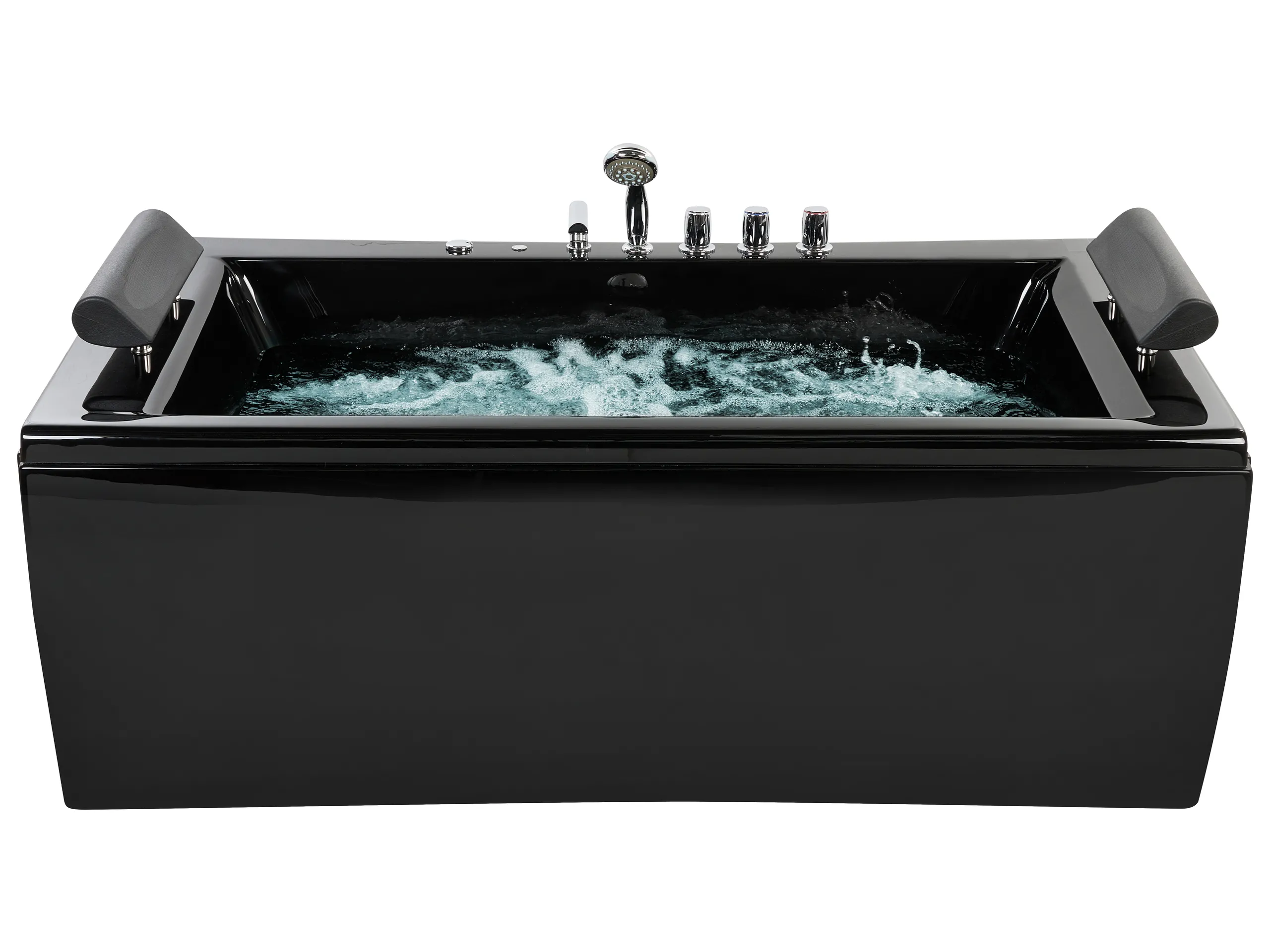 Bañera de hidromasaje LED esquinera MONTEGO 172 x 83 cm Negro