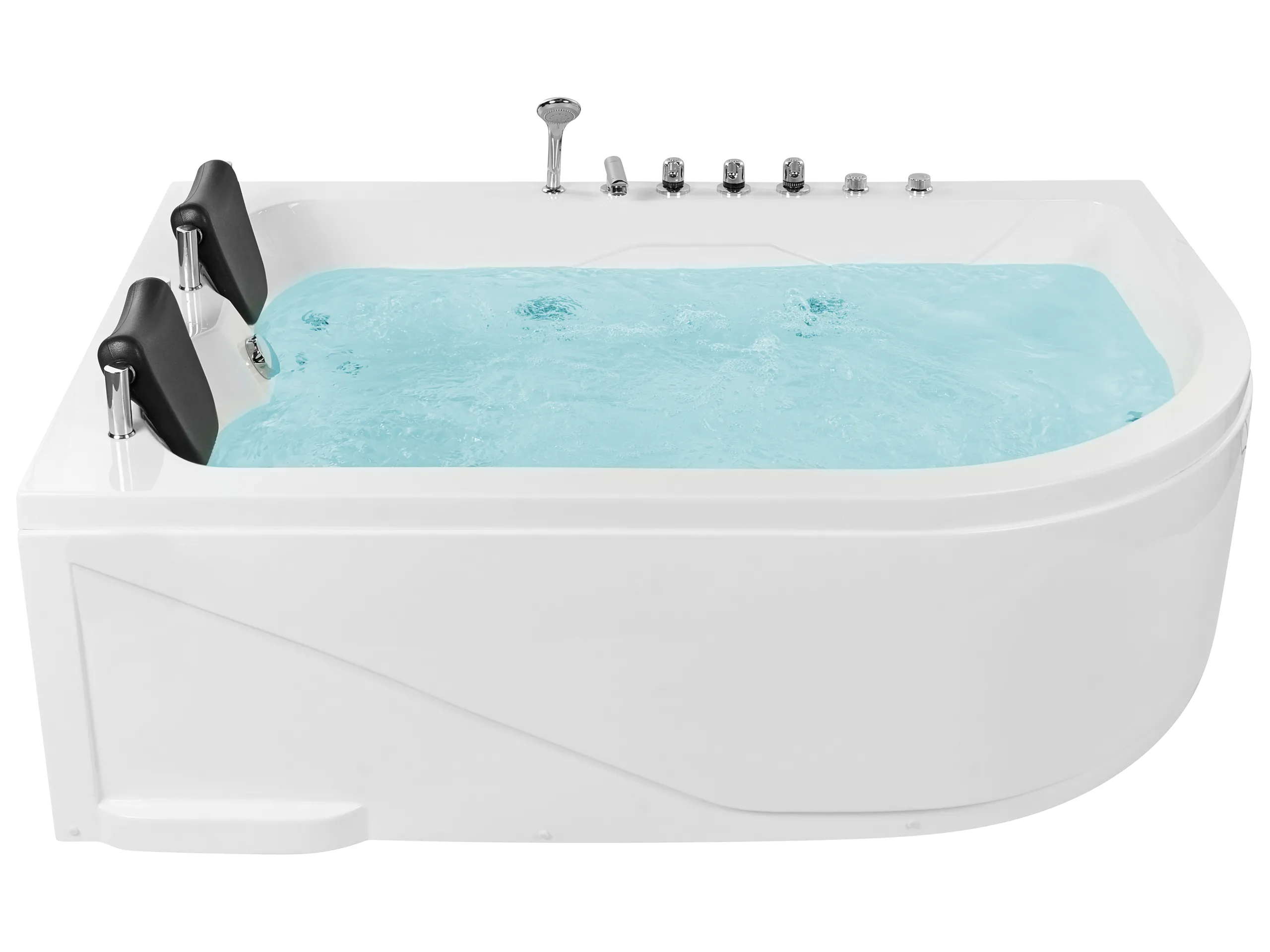 Bañera de hidromasaje LED esquinera CALAMA Derecha 180 x 120 cm Blanco