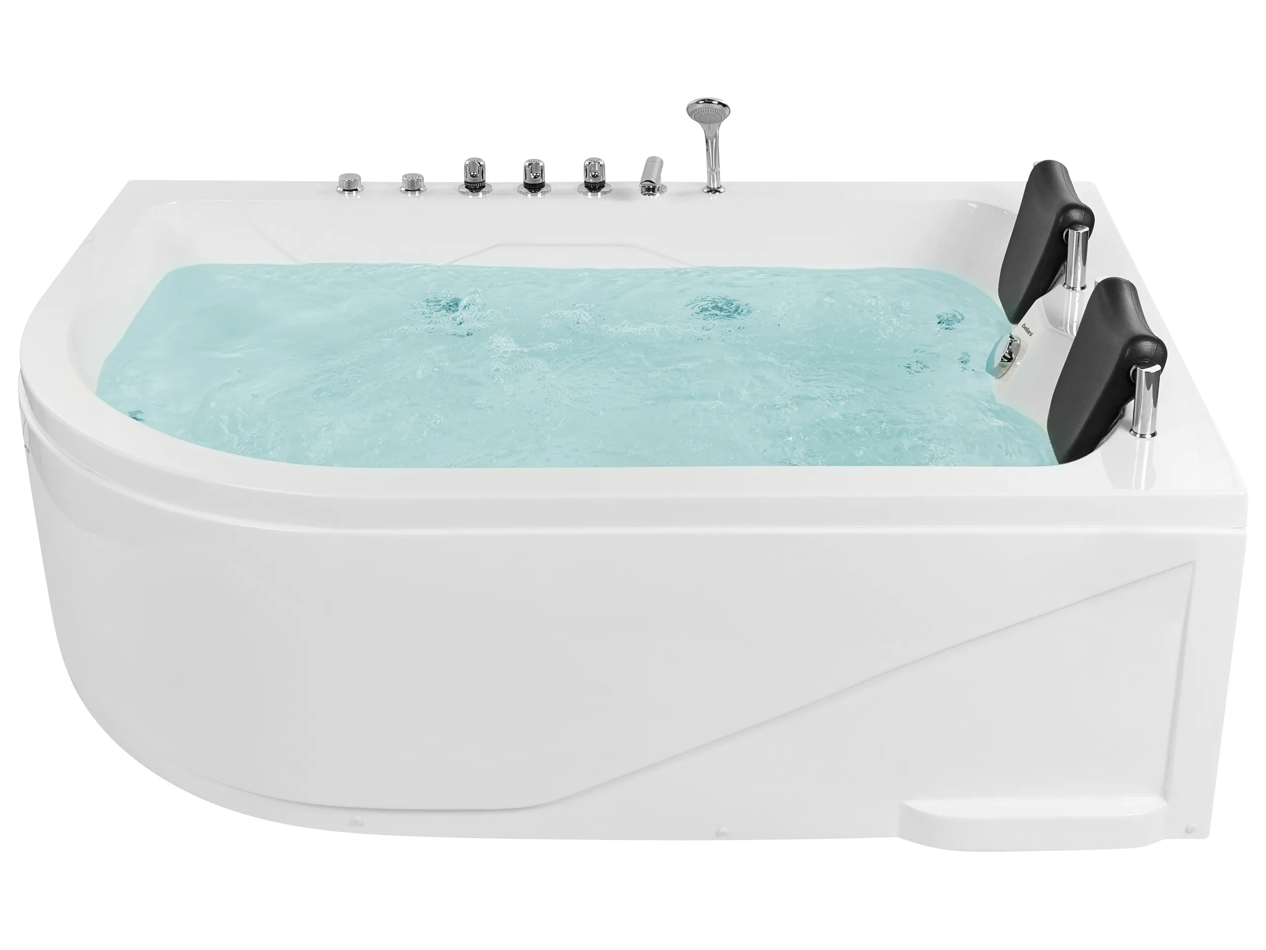 Bañera de hidromasaje LED esquinera CALAMA Izquierda 180 x 120 cm Blanco