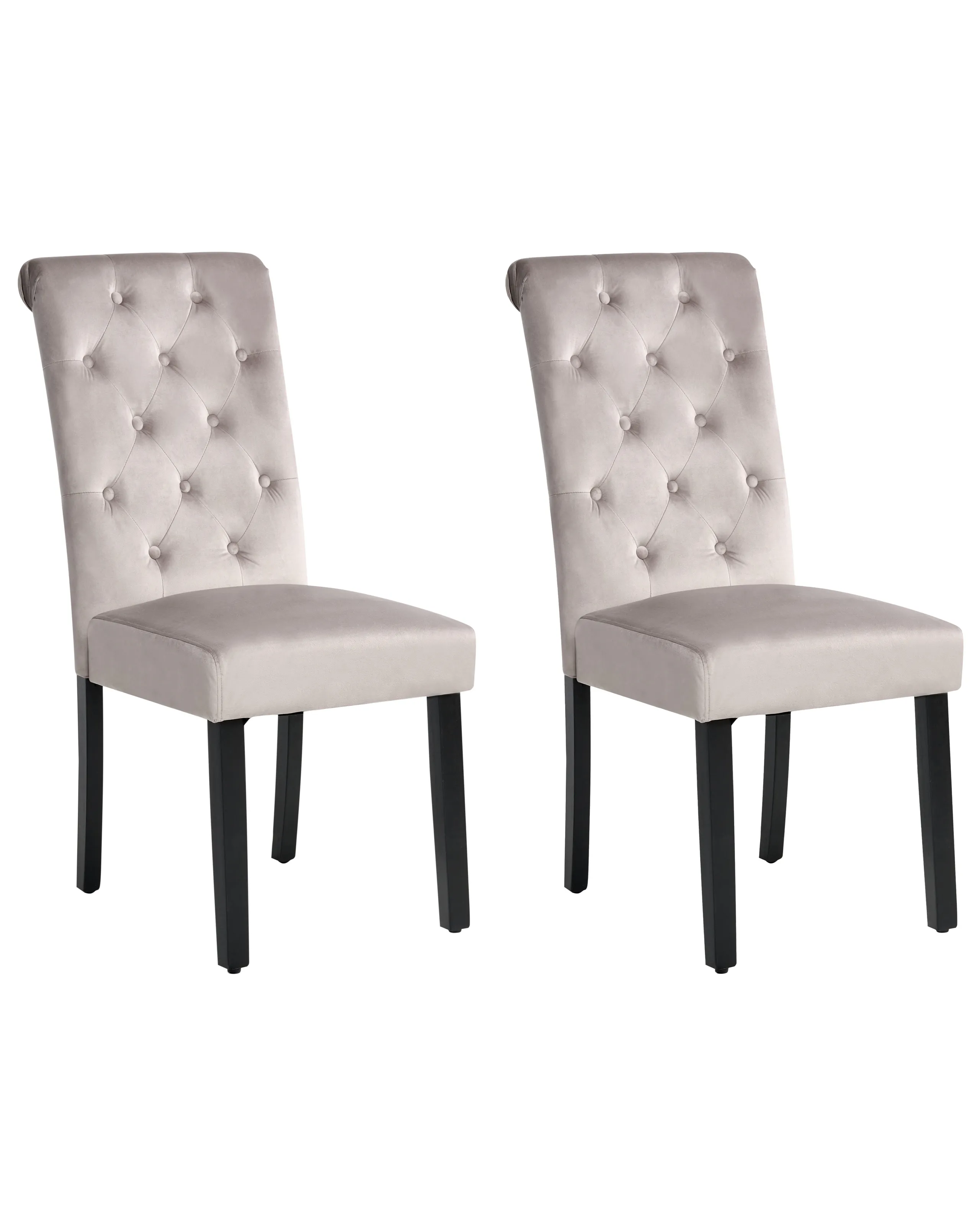 Conjunto de 2 sillas de comedor VELVA Terciopelo Gris