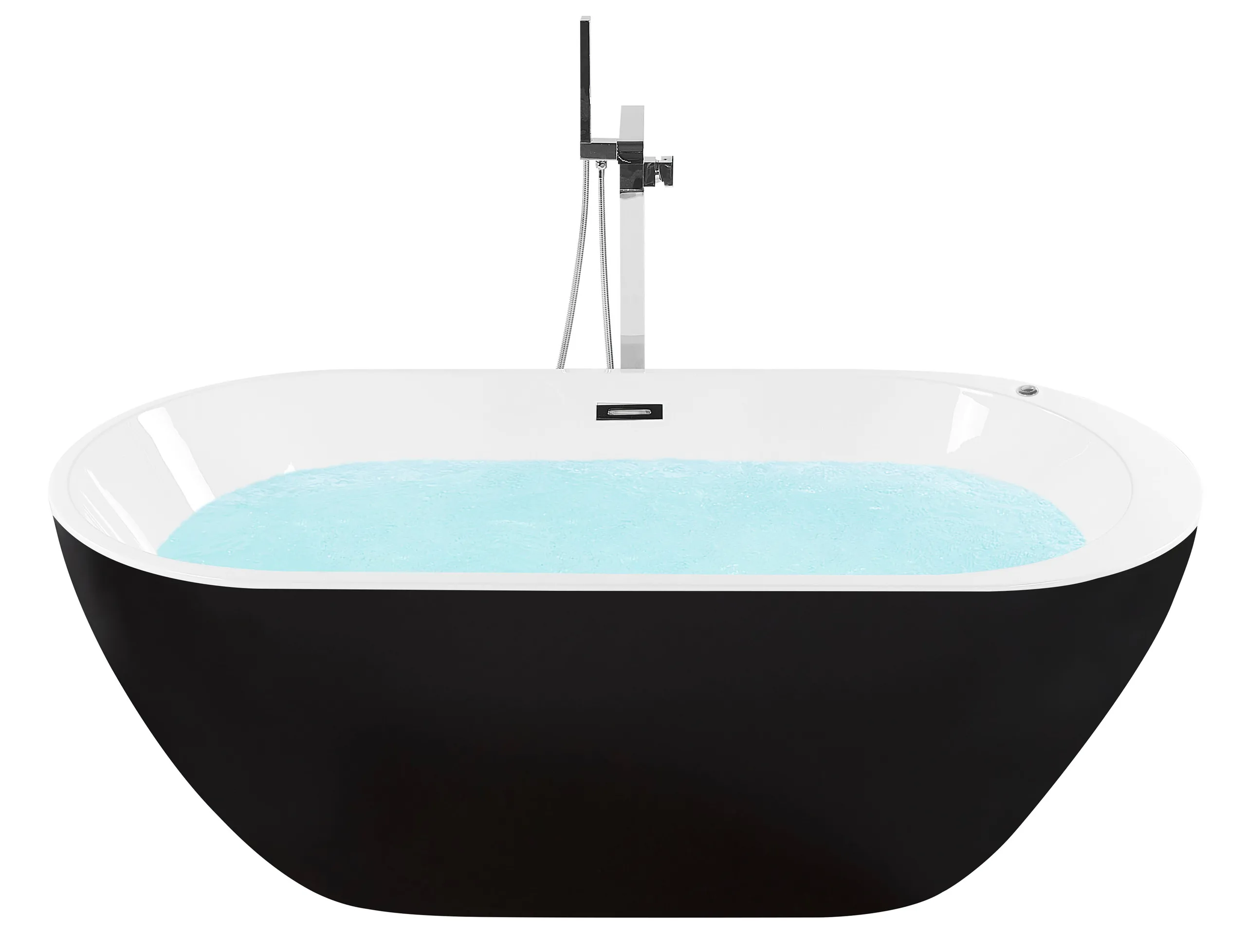 Bañera de hidromasaje independiente con LED NEVIS 170 x 80 cm Negro