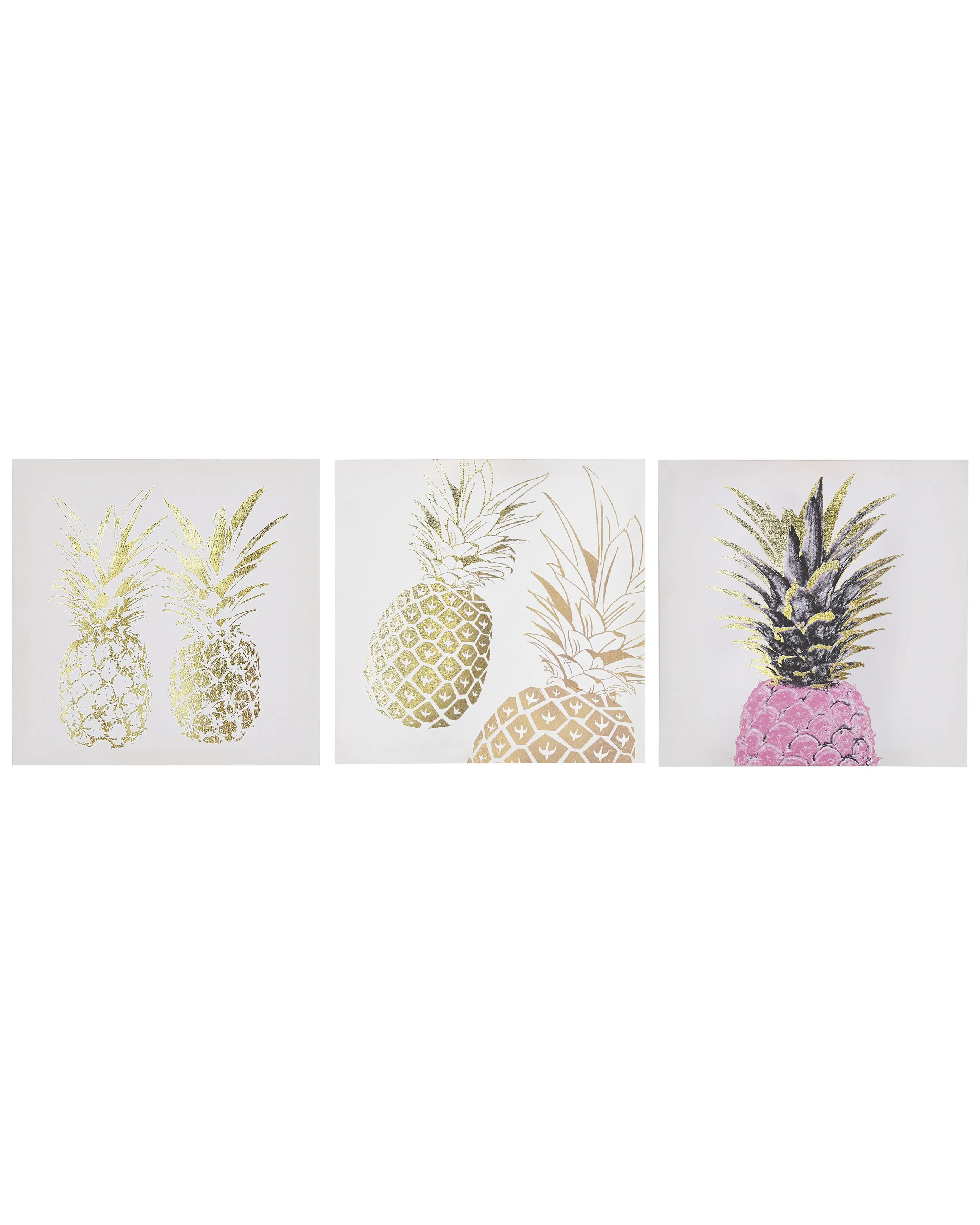 Conjunto de 3 lienzos APESIKA Motivo naturaleza 30 x 30 cm Dorado