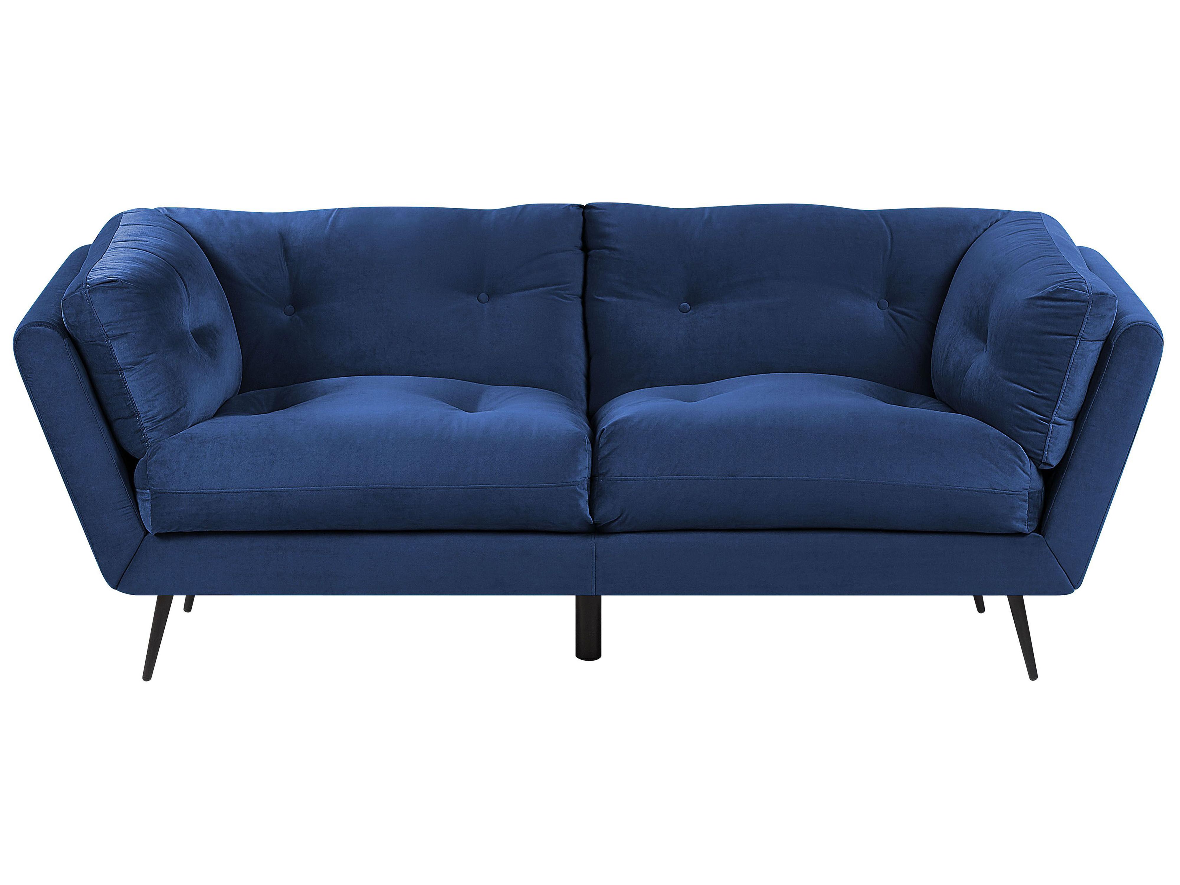 Sofa 3 Seater LENVIK Velvet Navy Blue