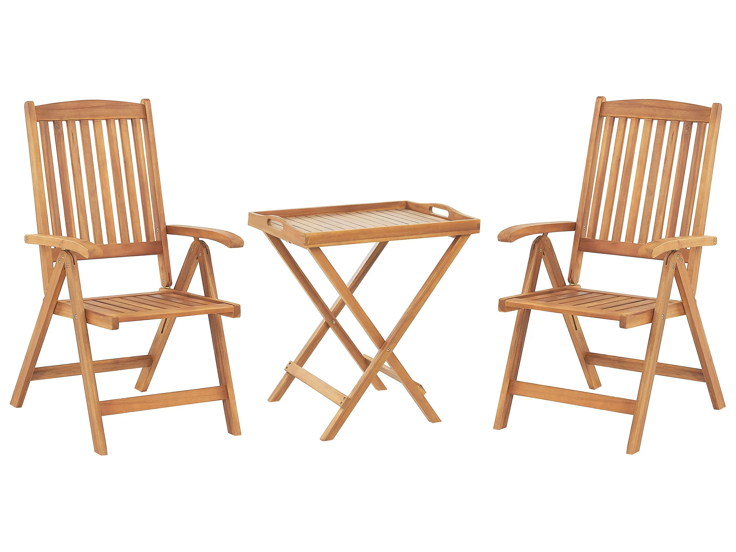 Bistro Set Folding JAVA Acacia Wood Light Brown