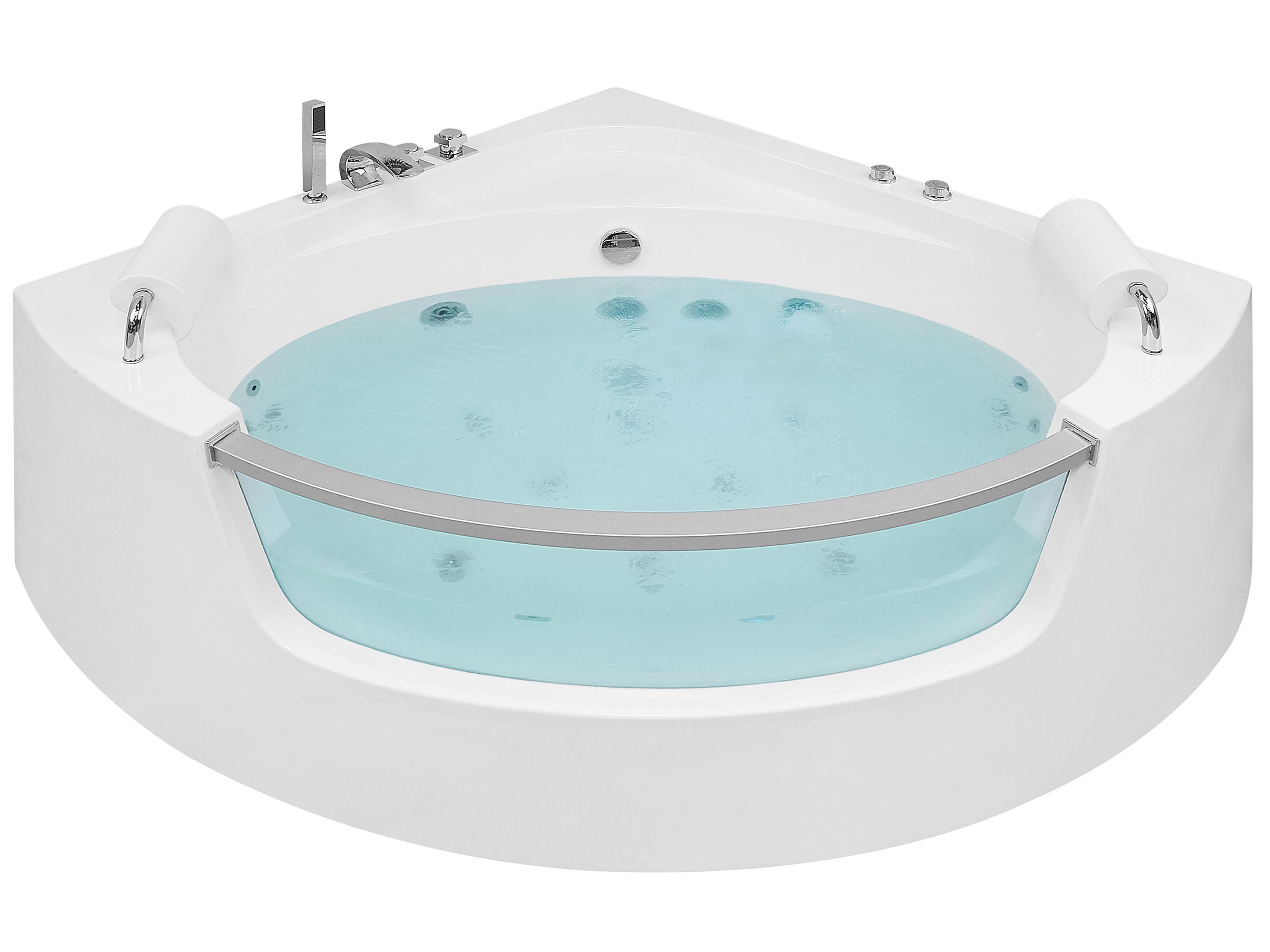Bañera de hidromasaje LED esquinera MANGLE 201 x 150 cm Blanco