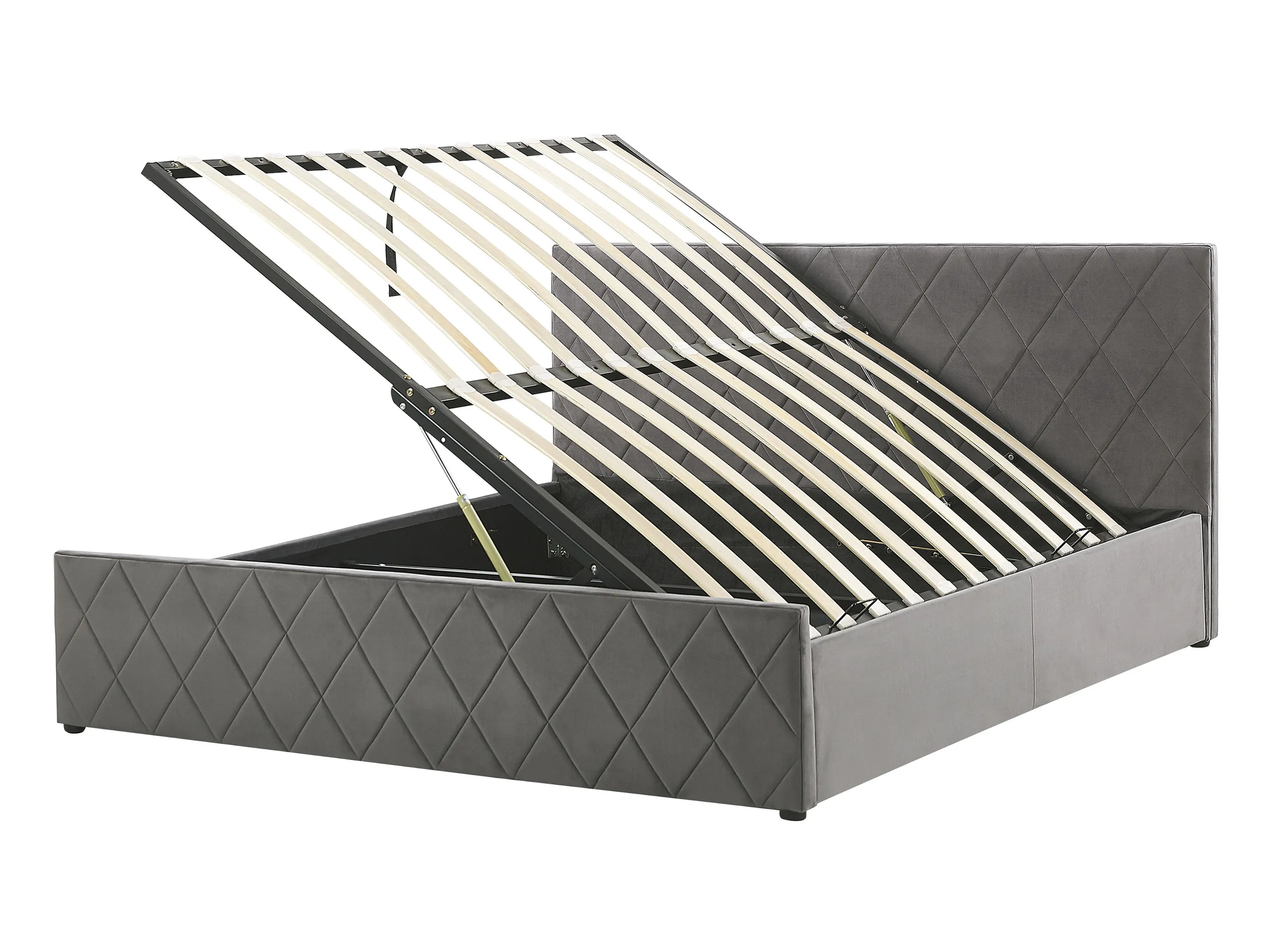 Cama con almacenaje Terciopelo ROCHEFORT 140 x 200 cm Gris