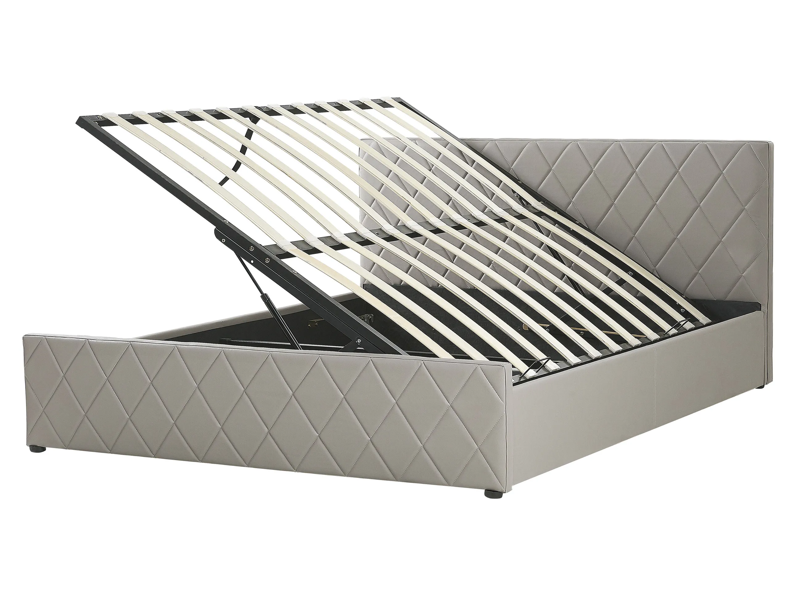 Cama con almacenaje Piel sintética ROCHEFORT 160 x 200 cm Gris pardo
