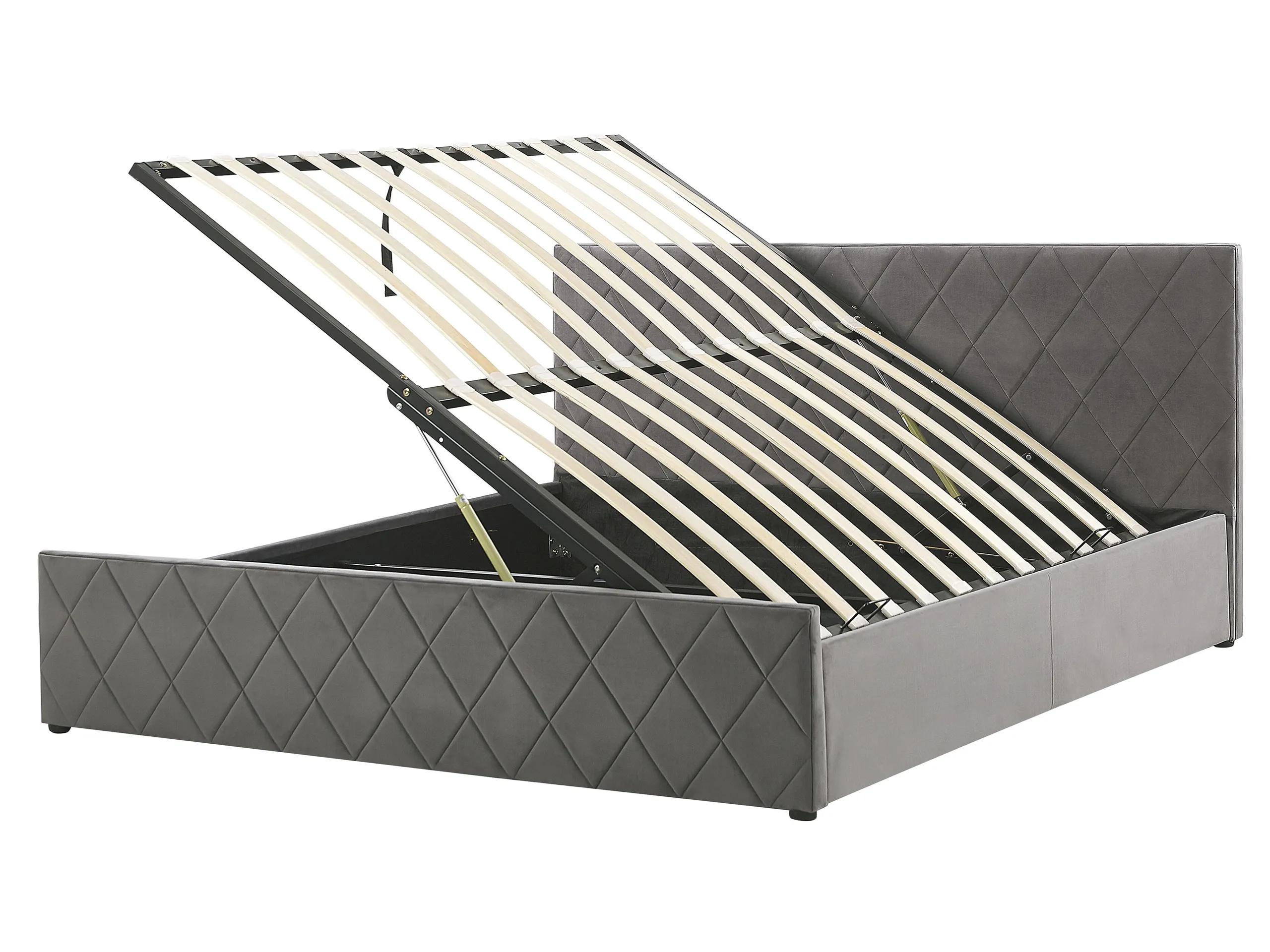 Cama con almacenaje Terciopelo ROCHEFORT 160 x 200 cm Gris