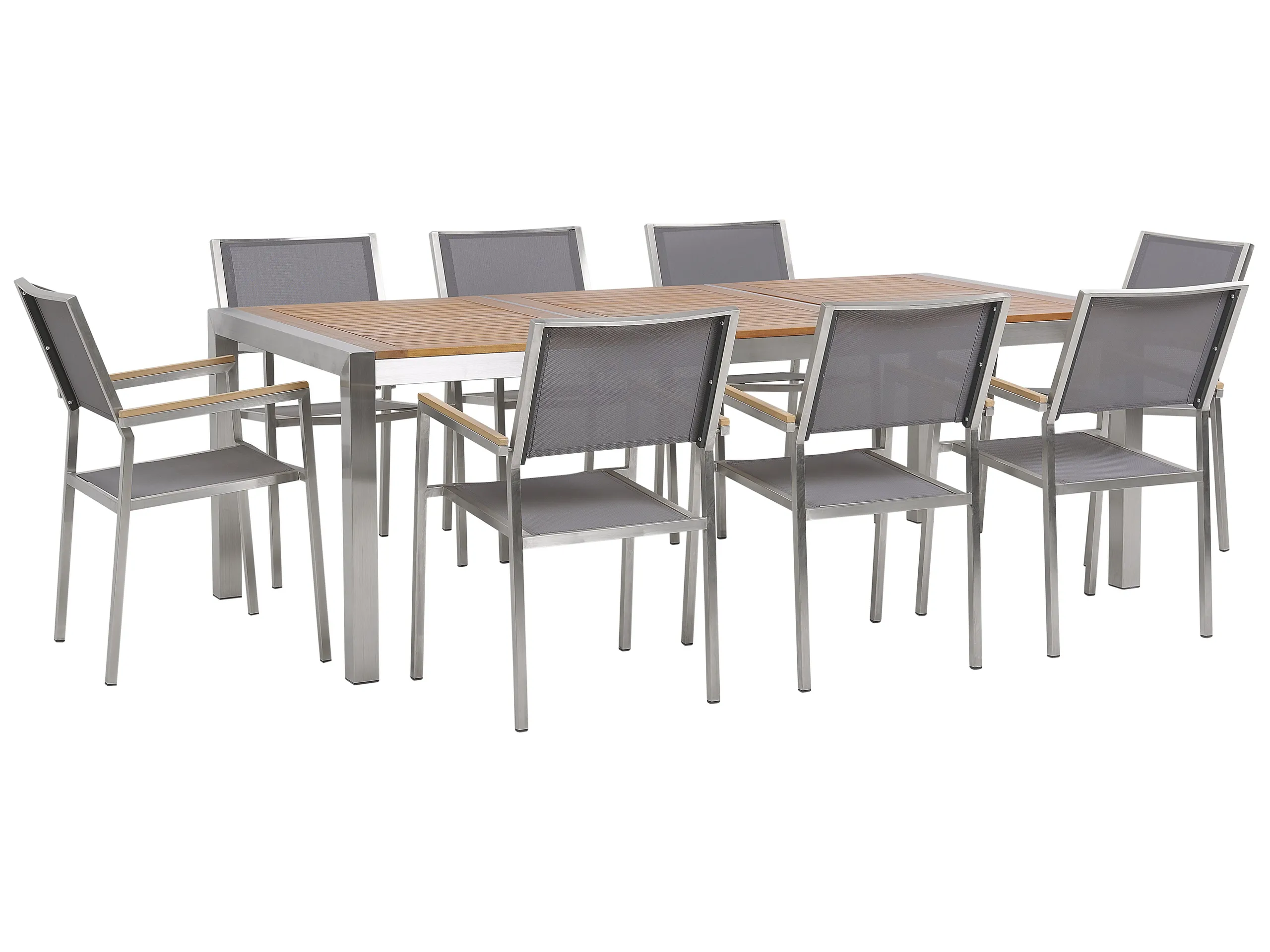 Garden Dining Set 8 Seater GROSSETO Eucalyptus Wood Brown/ Grey