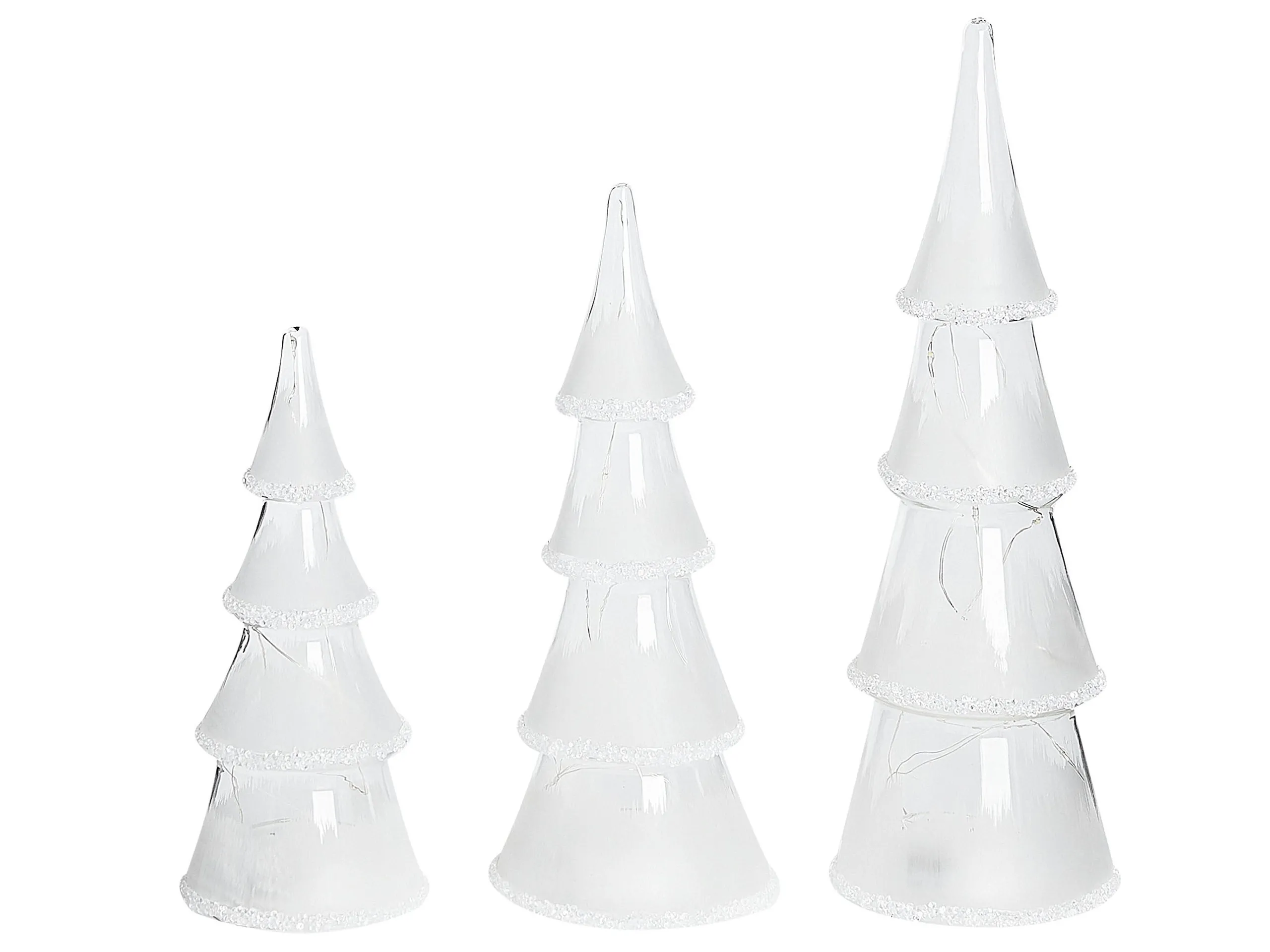 Conjunto de 3 figuras LED KIERINKI Árbol de Navidad 22/27/33 cm Blanco