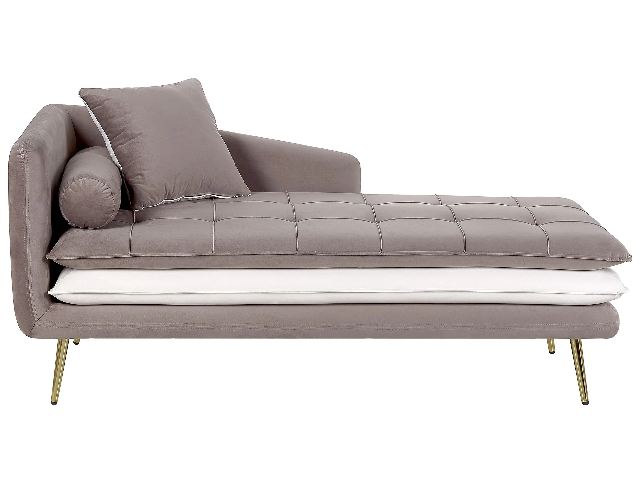 Chaise longue izquierdo GONESSE Terciopelo Marrón claro