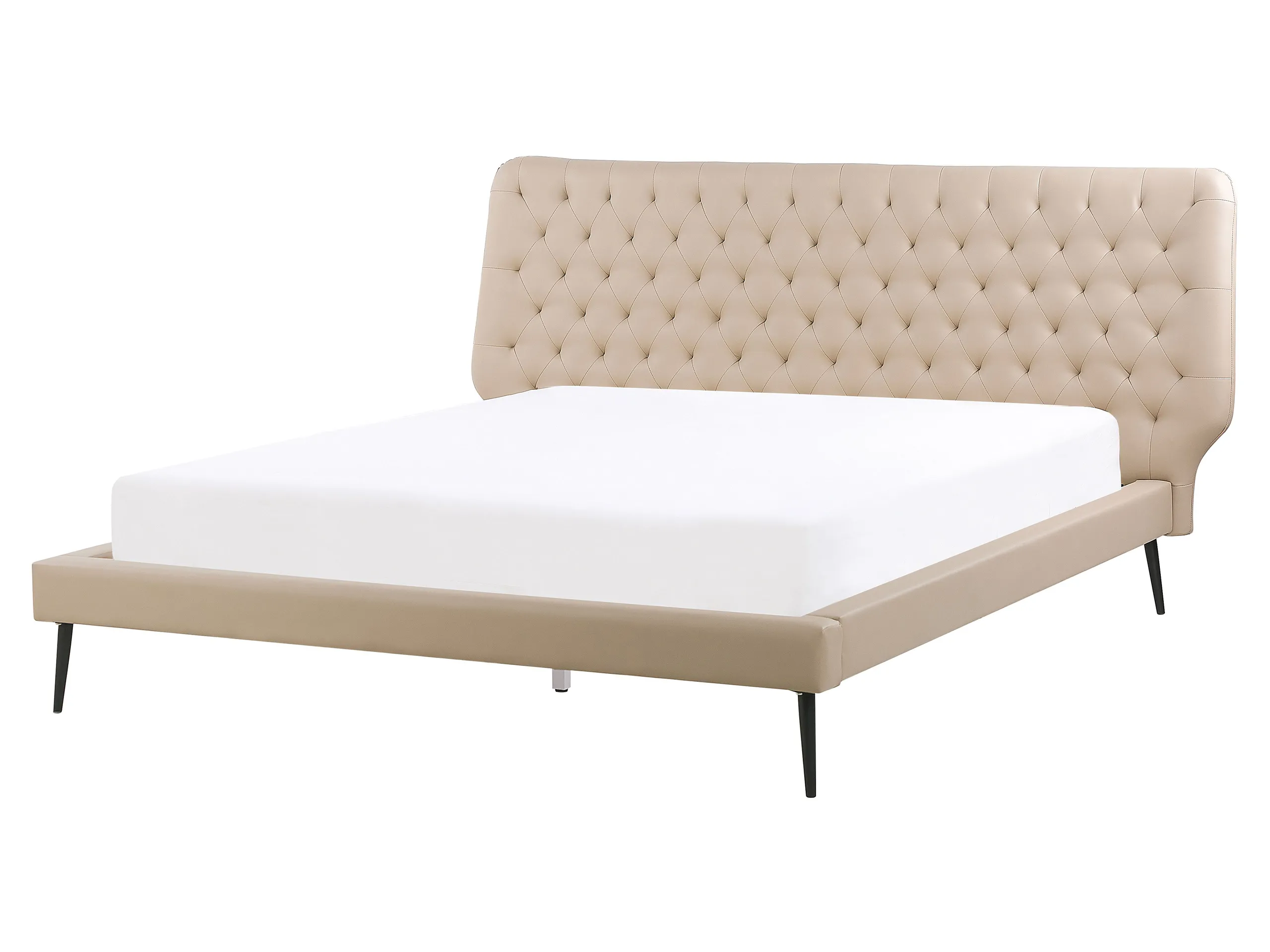 Cama Piel sintética ESSONNE 160 x 200 cm Beige