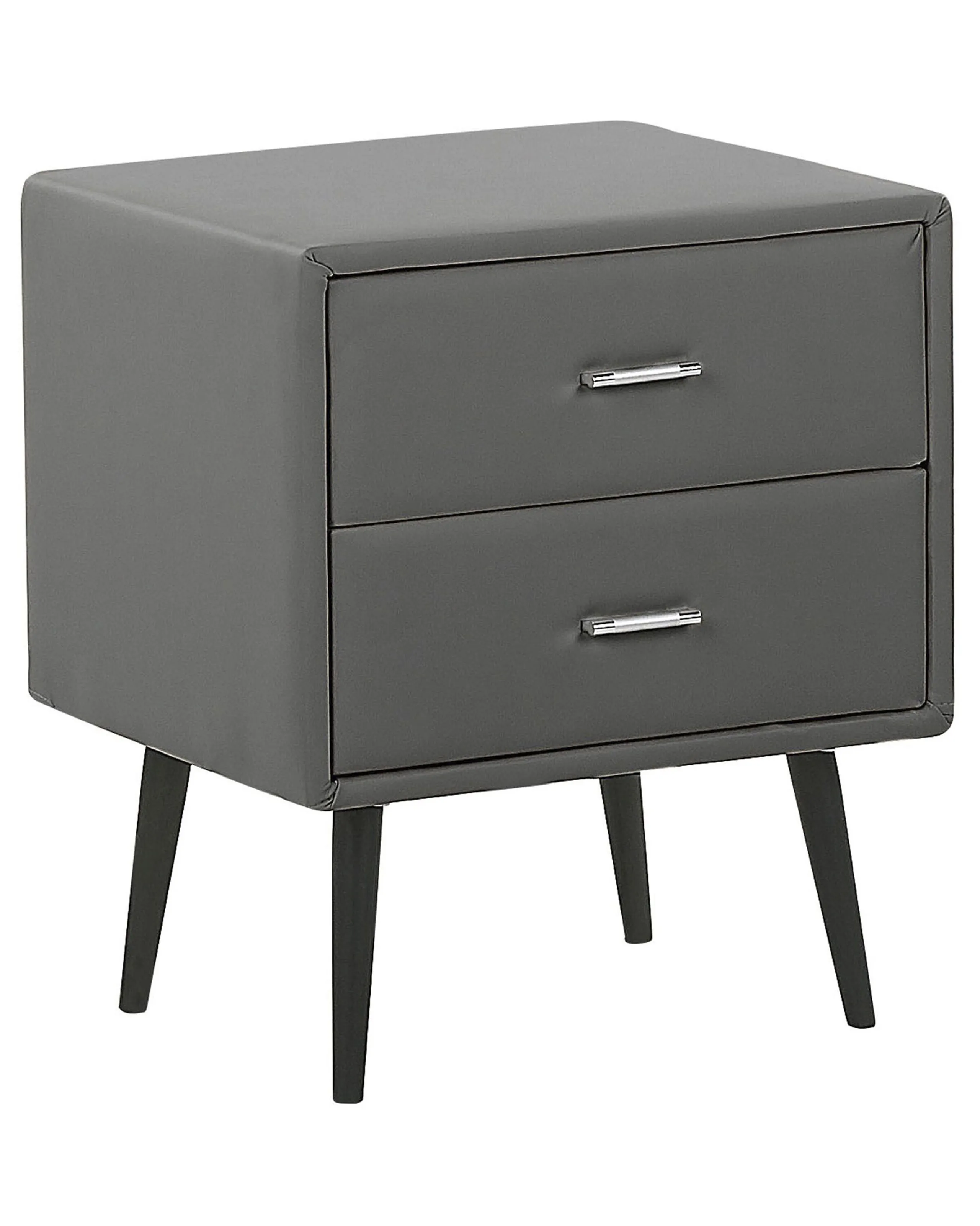 2 Drawer Bedside Table ESSONNE Faux Leather Grey