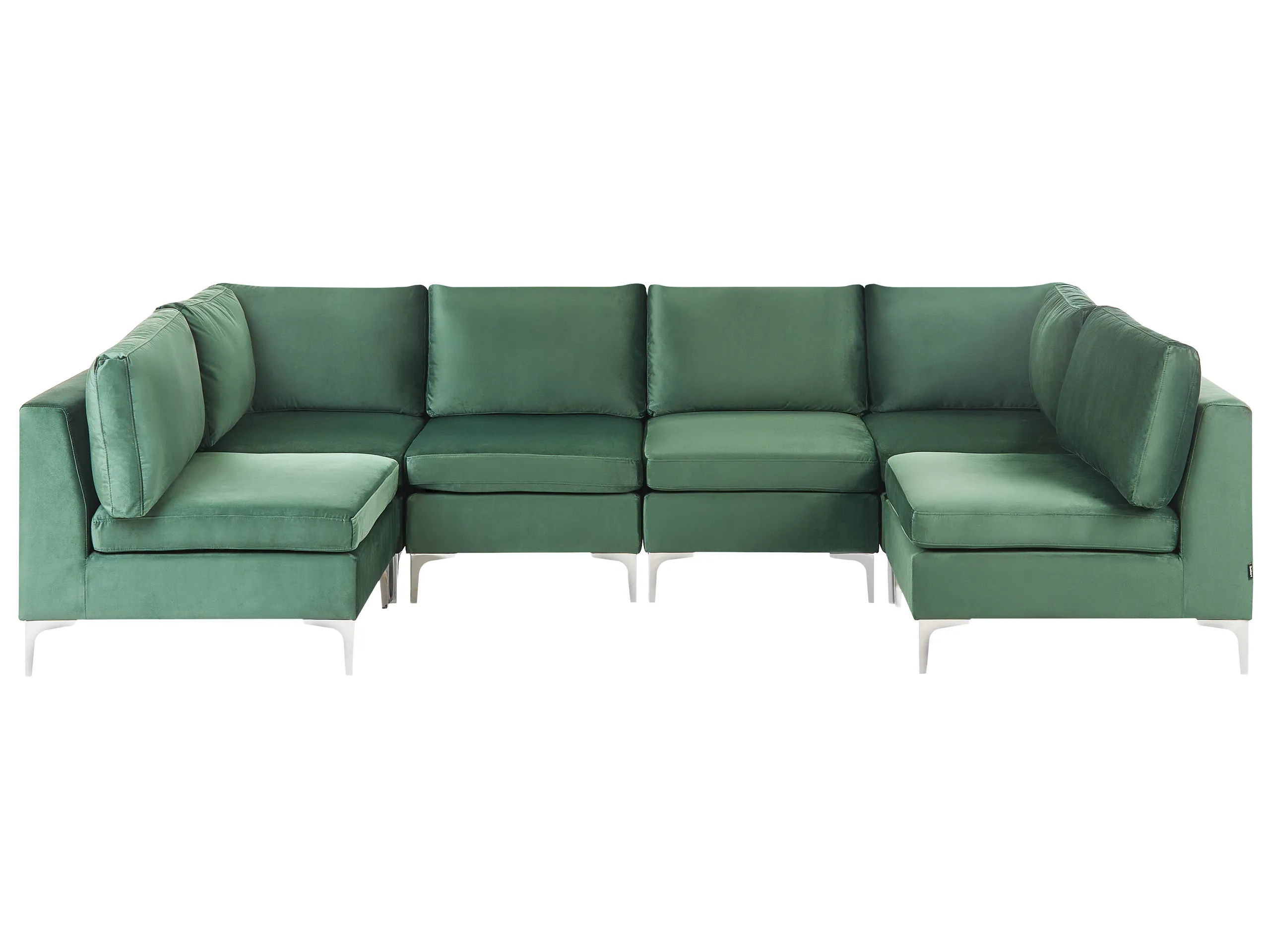Modular U-Shape Sofa 6 Seater EVJA Velvet Green