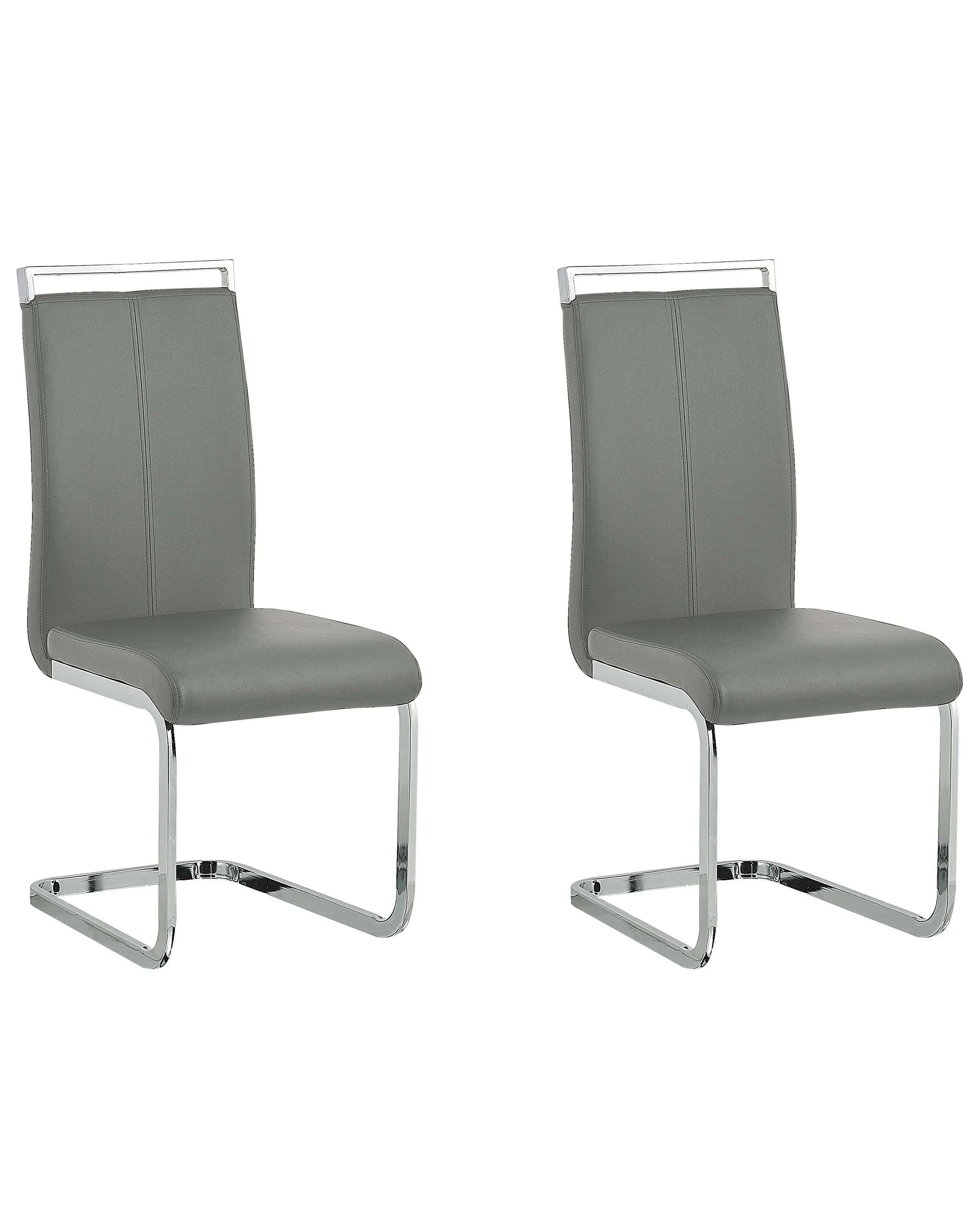 Conjunto de 2 sillas de comedor GREEDIN Piel sintética Gris