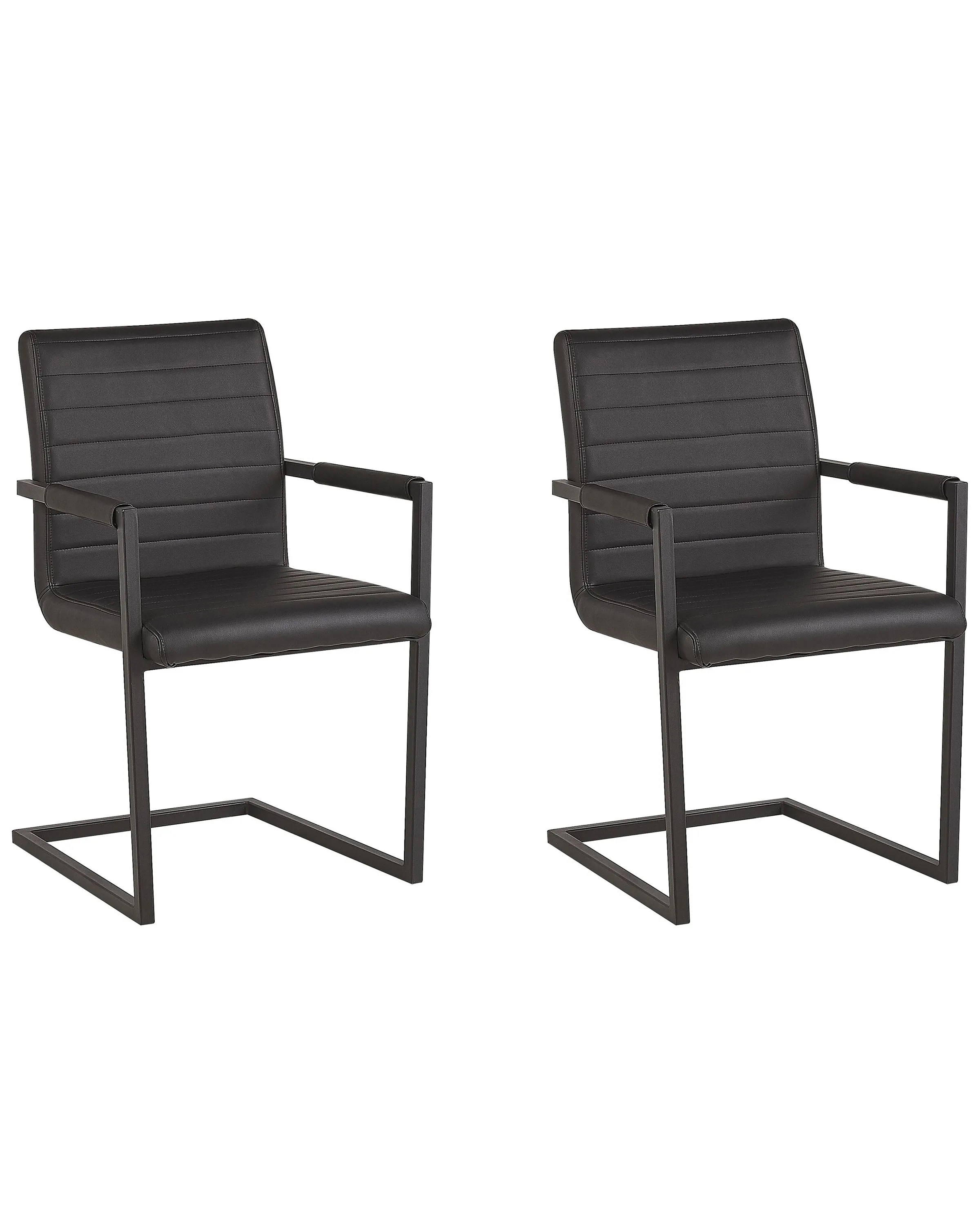 Conjunto de 2 sillas de conferencia BUFORD Piel sintética Negro