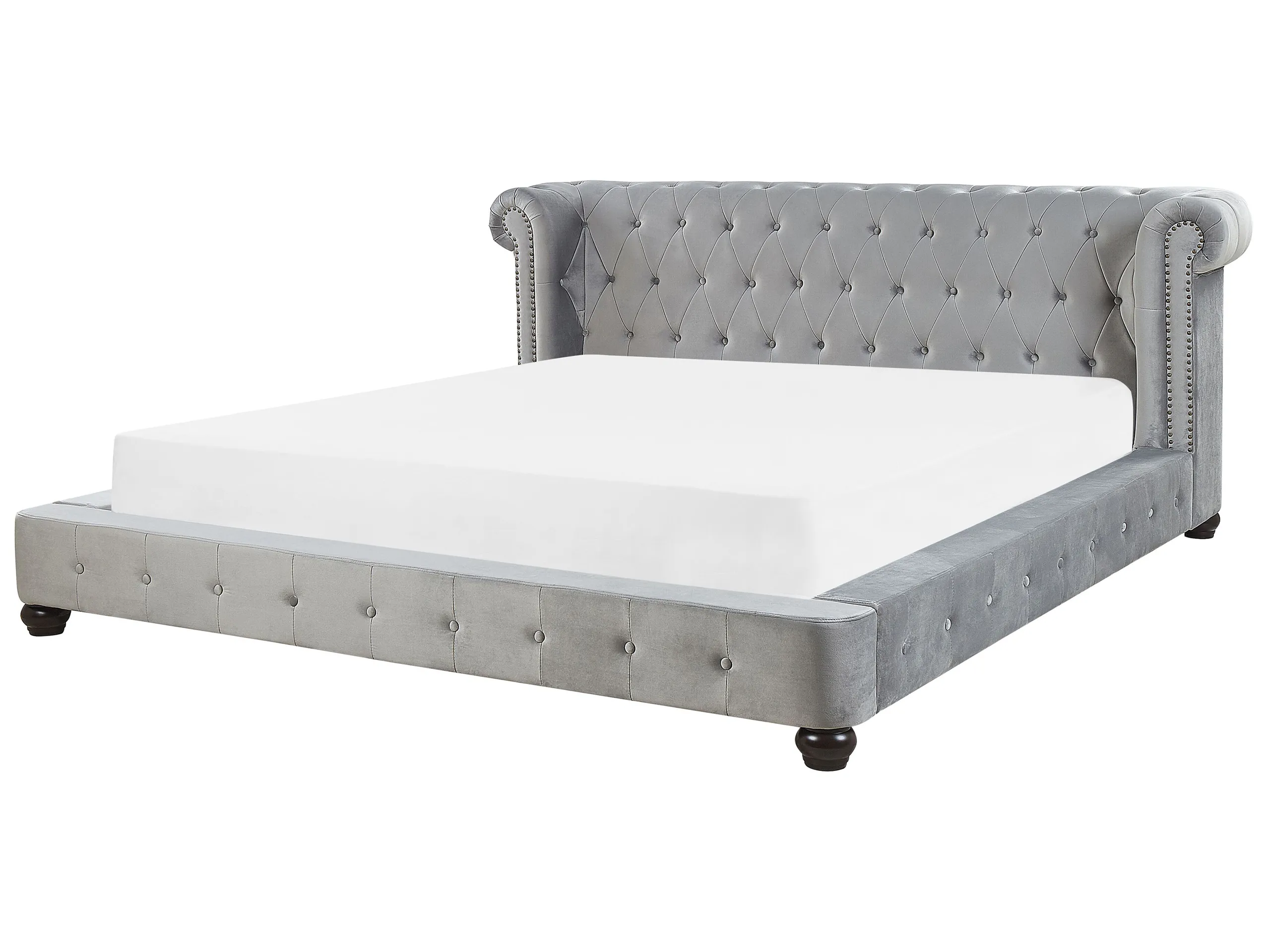 Cama Terciopelo CAVAILLON 180 x 200 cm Gris claro