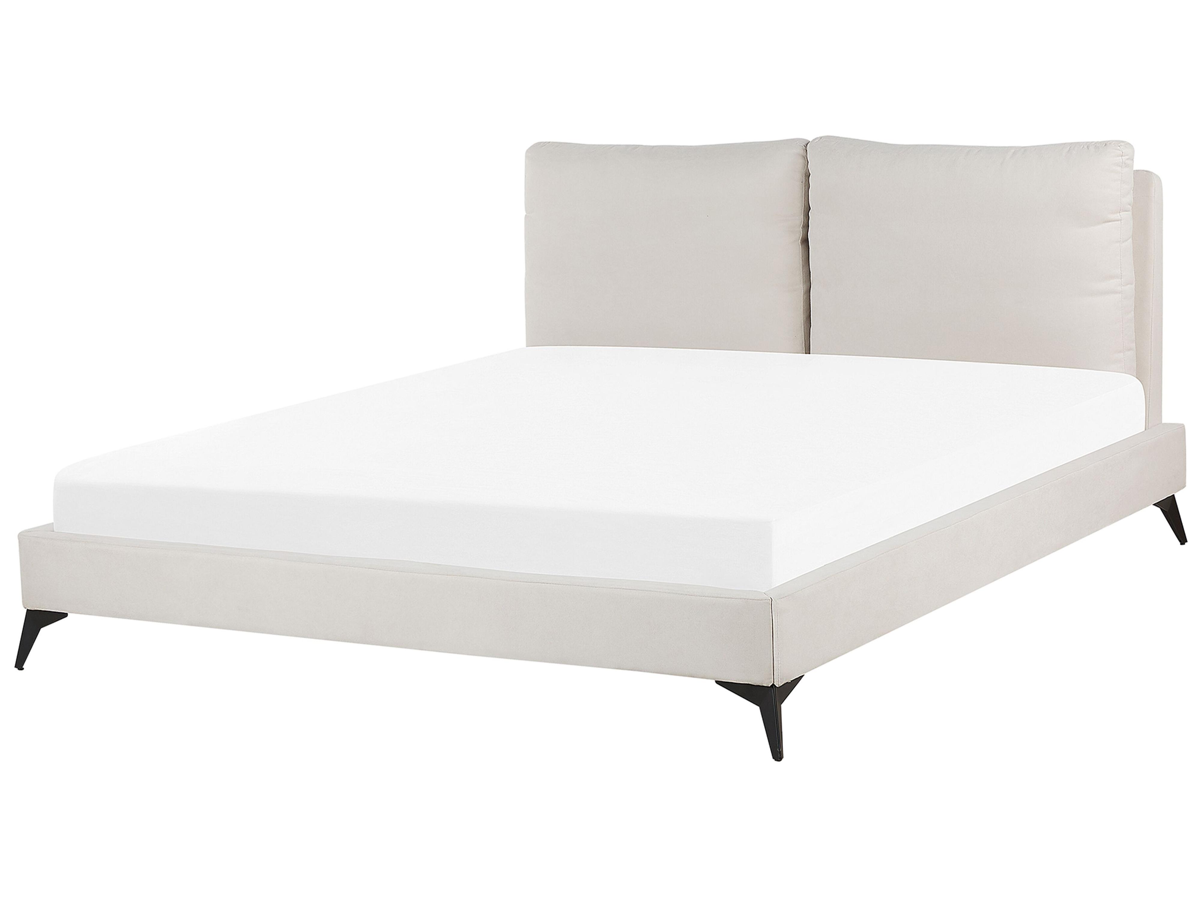 Cama Chenilla MELLE 180 x 200 cm Beige claro