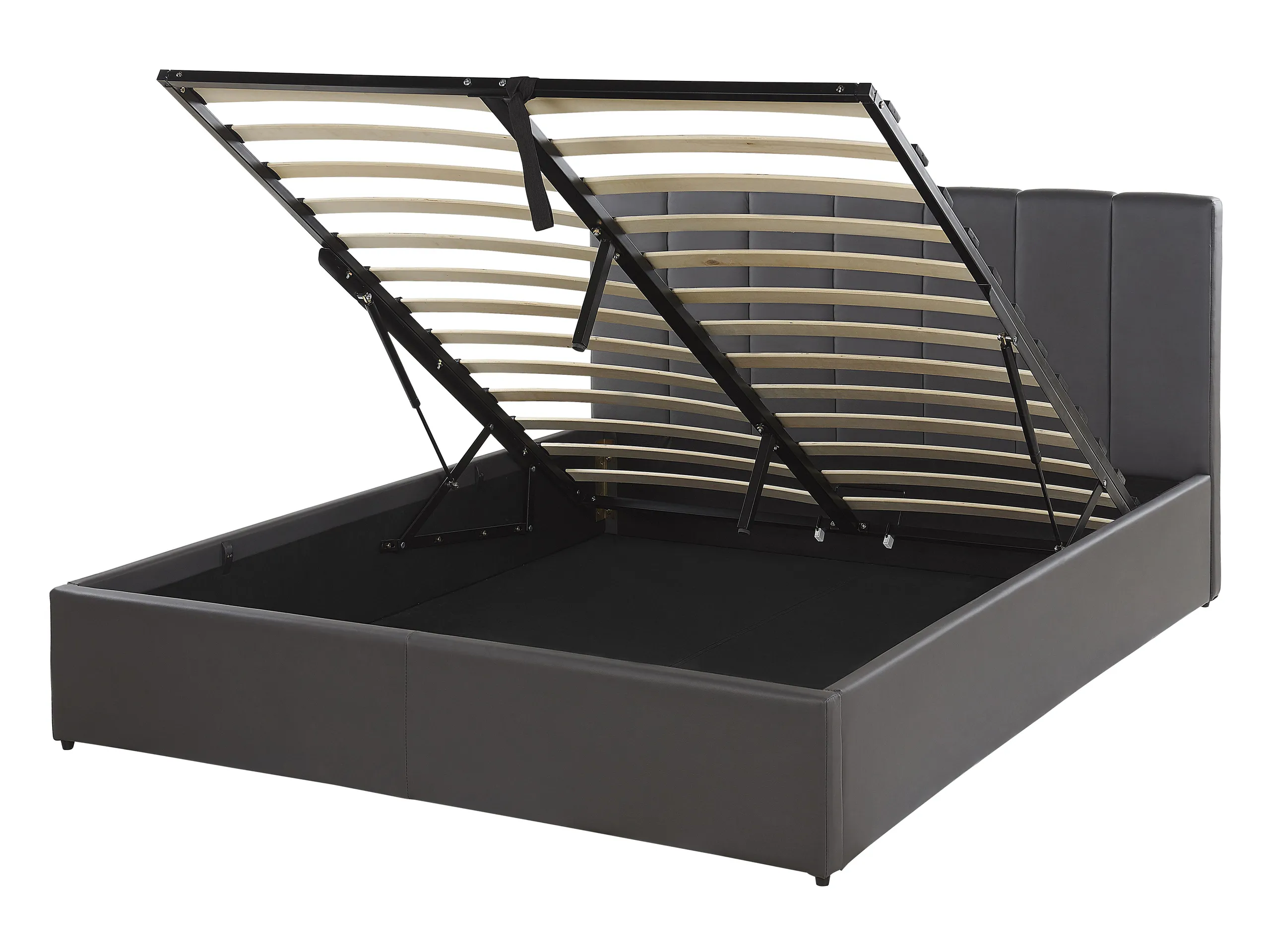 Cama con almacenaje Piel sintética DREUX 140 x 200 cm Gris oscuro