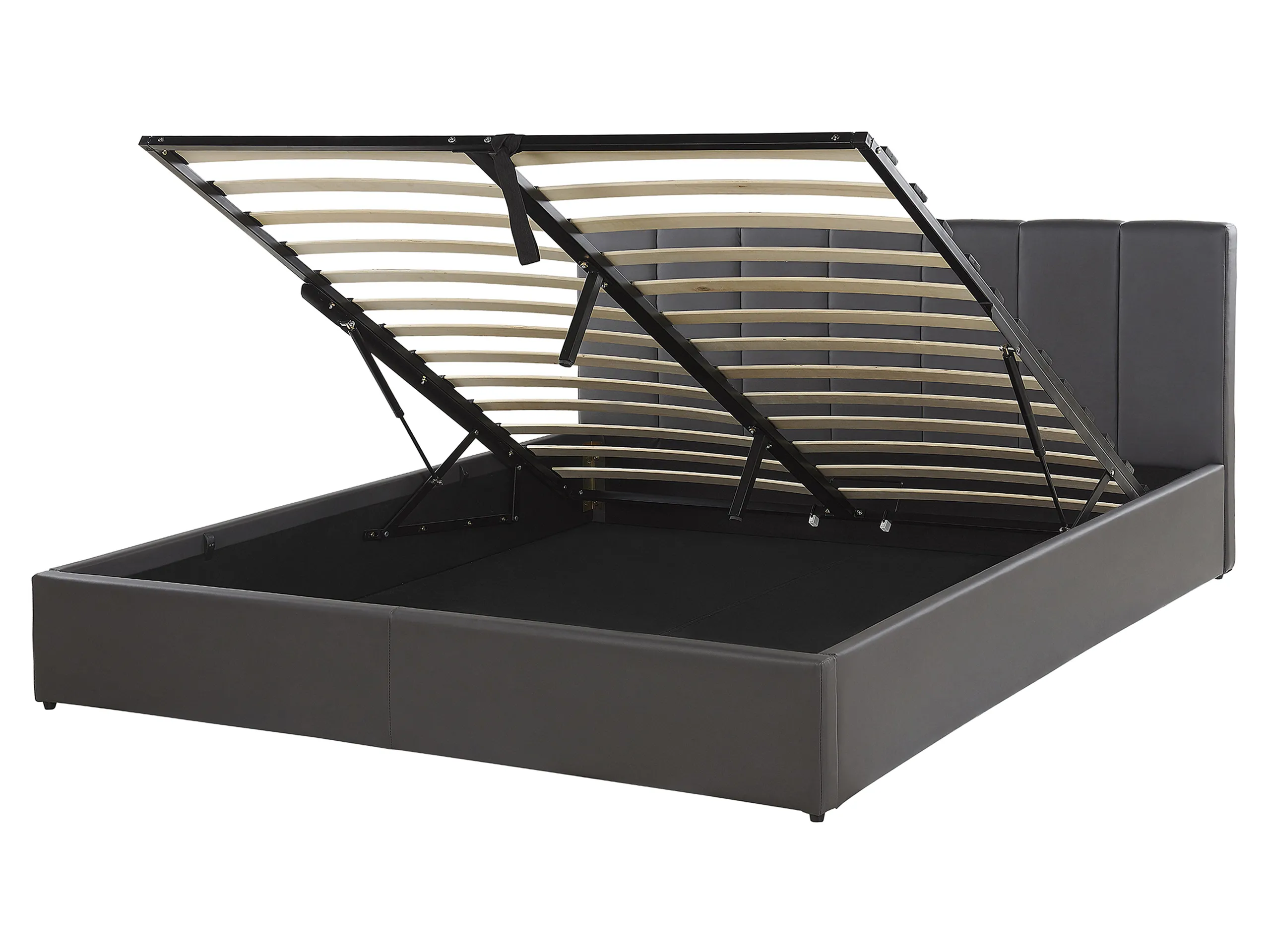 Cama con almacenaje Piel sintética DREUX 160 x 200 cm Gris oscuro