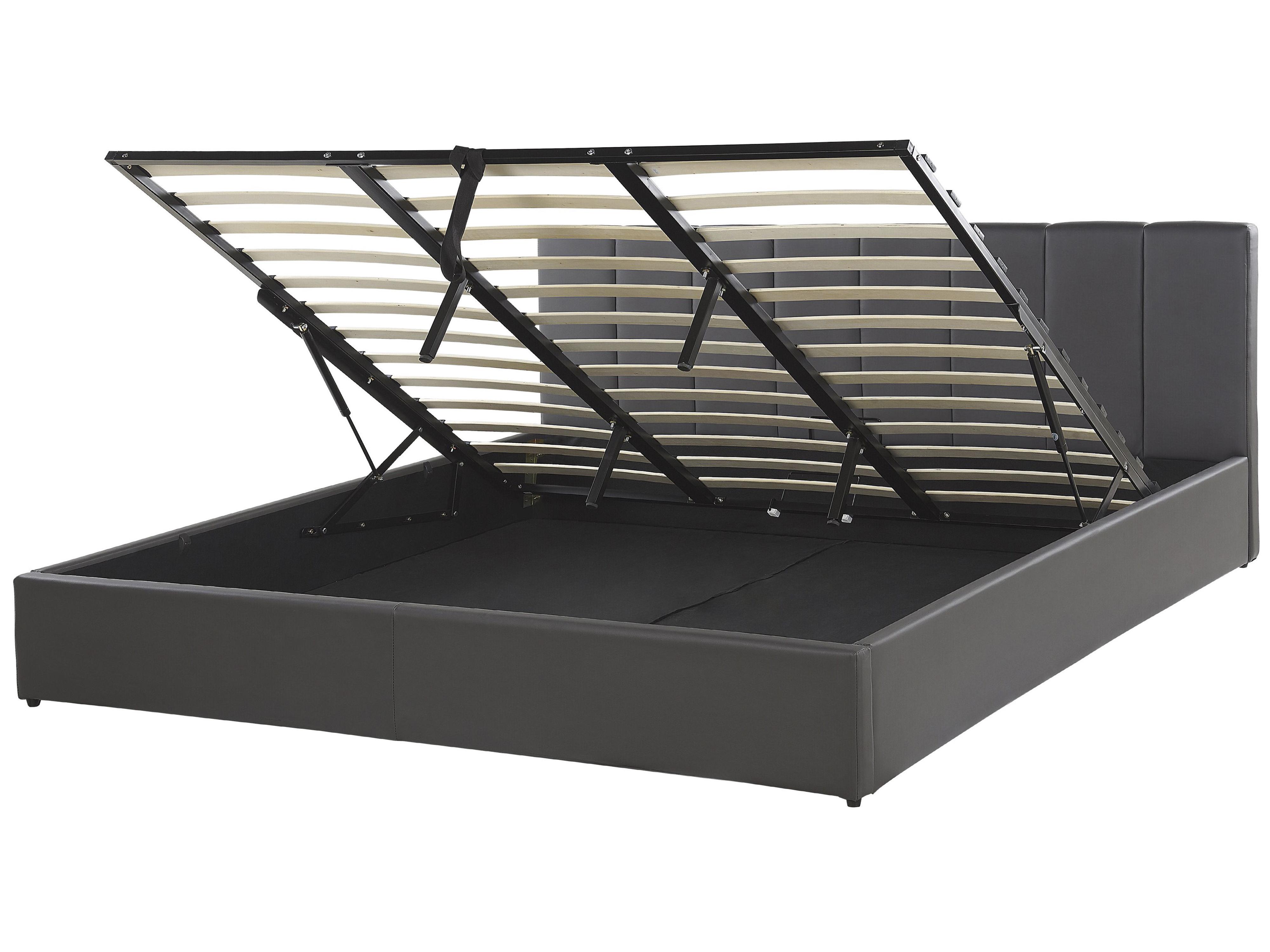Cama con almacenaje Piel sintética DREUX 180 x 200 cm Gris oscuro
