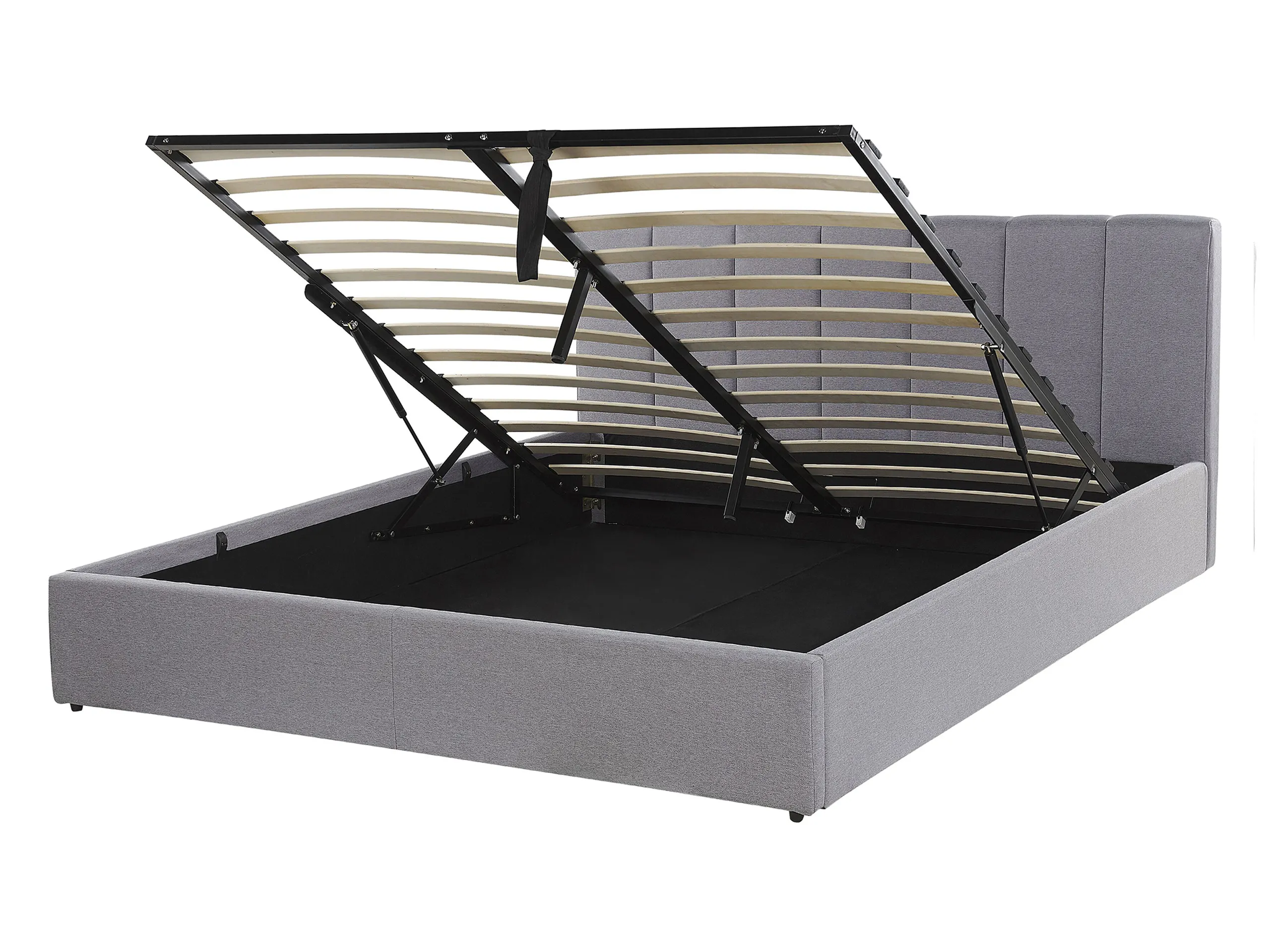 Cama con almacenaje Tela DREUX 140 x 200 cm Gris claro