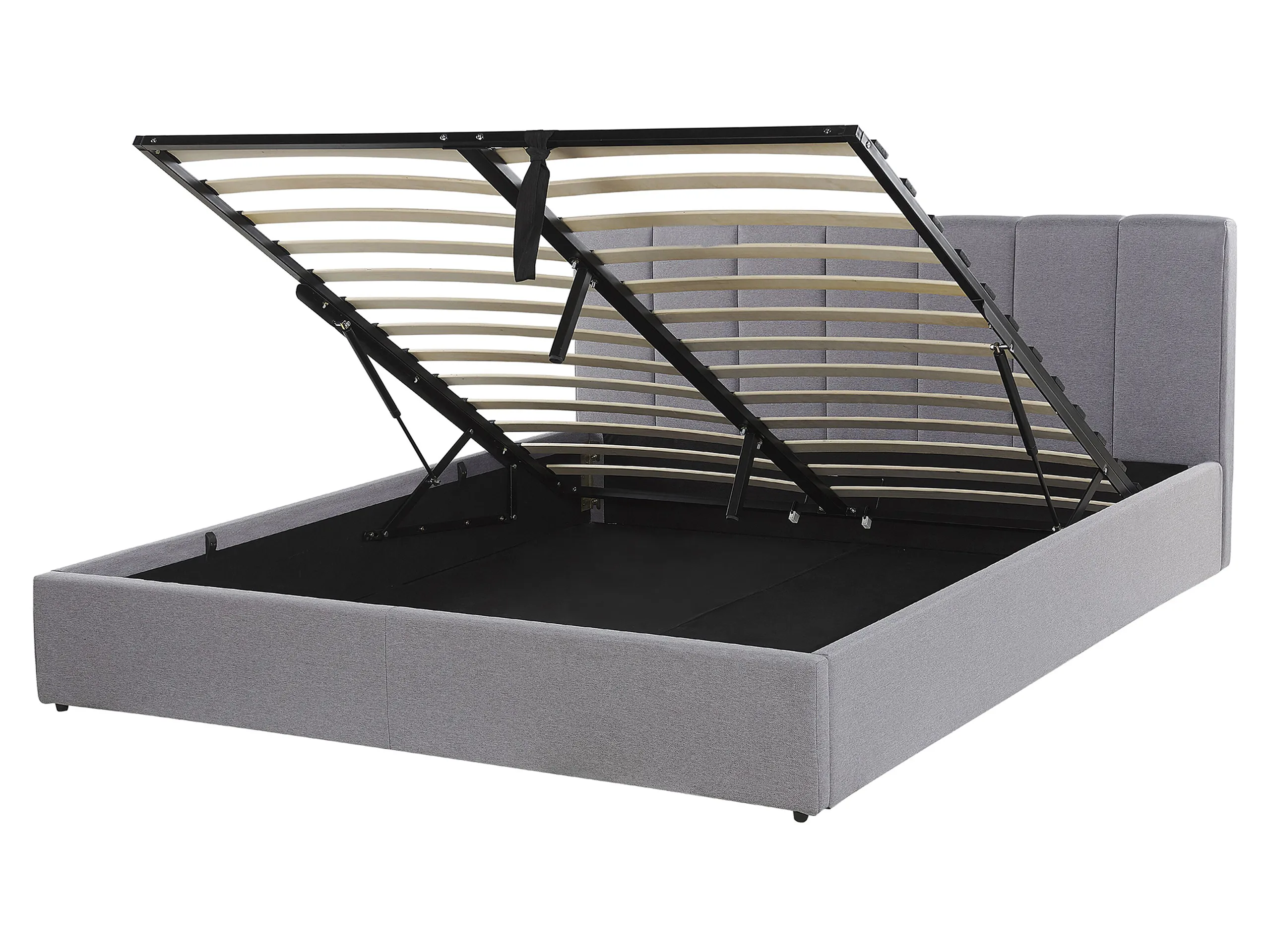 Cama con almacenaje Tela DREUX 160 x 200 cm Gris claro
