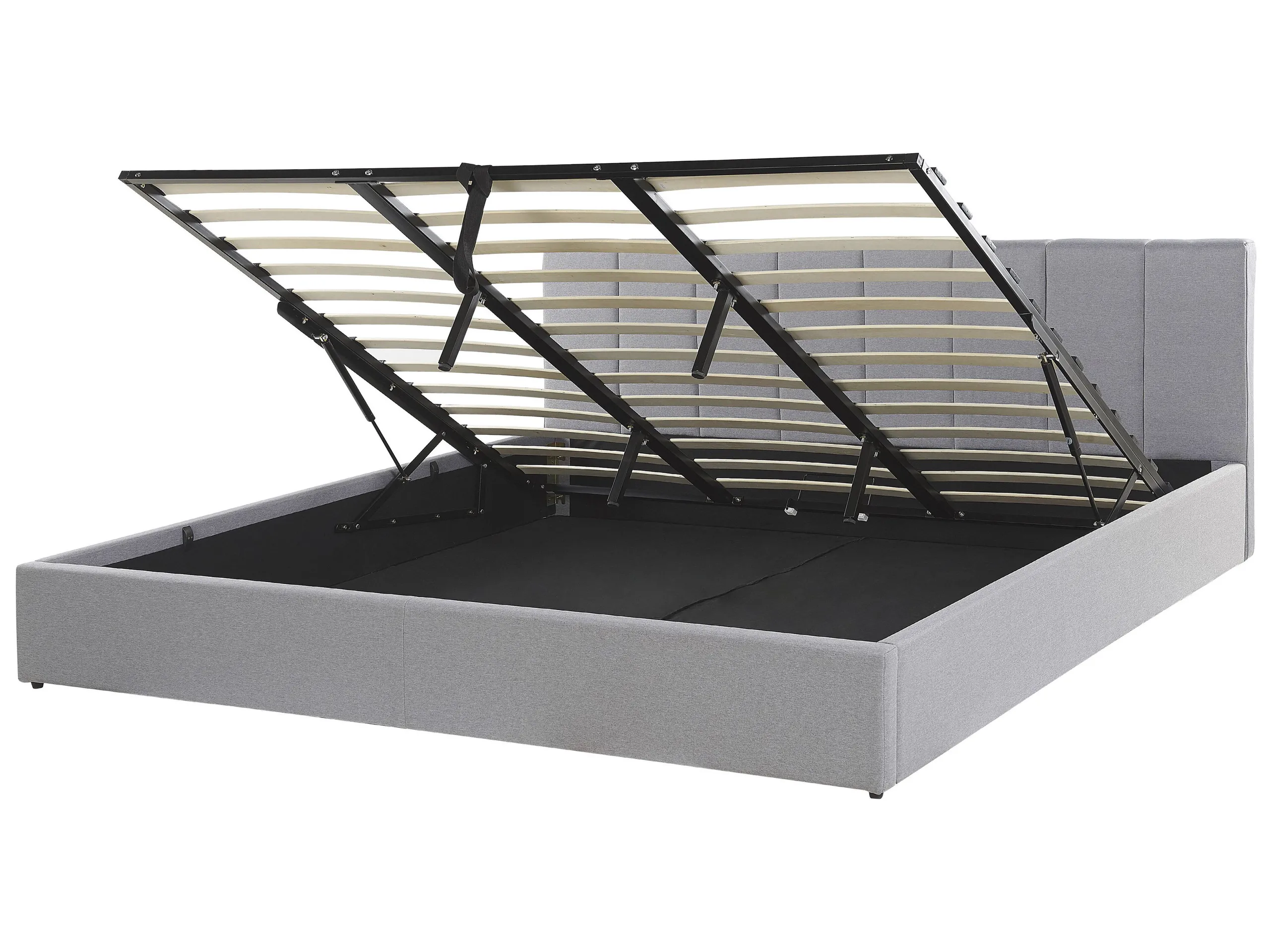 Cama con almacenaje Tela DREUX 180 x 200 cm Gris claro