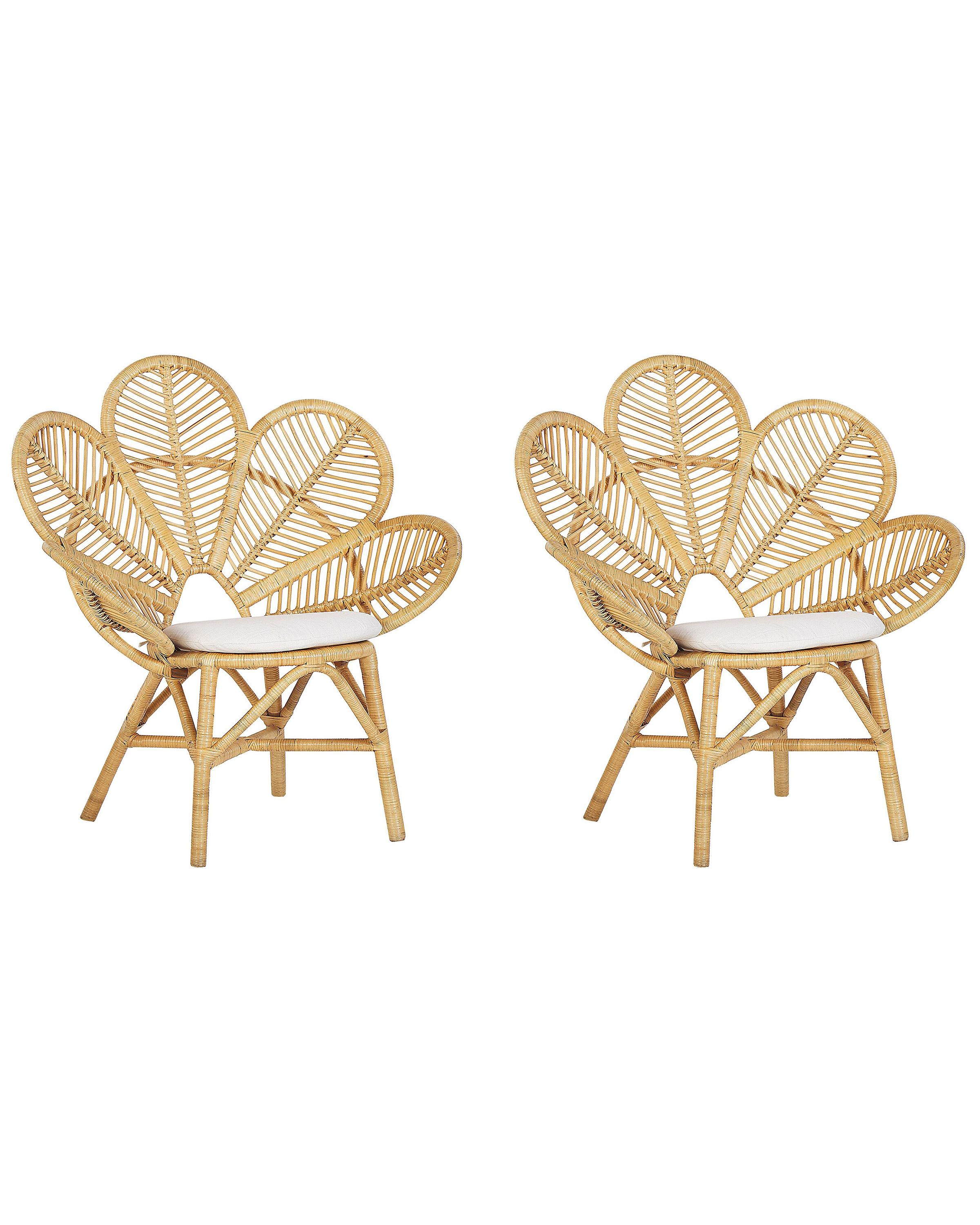 Conjunto de 2 sillas pavo real FLORENTINE Ratán Natural
