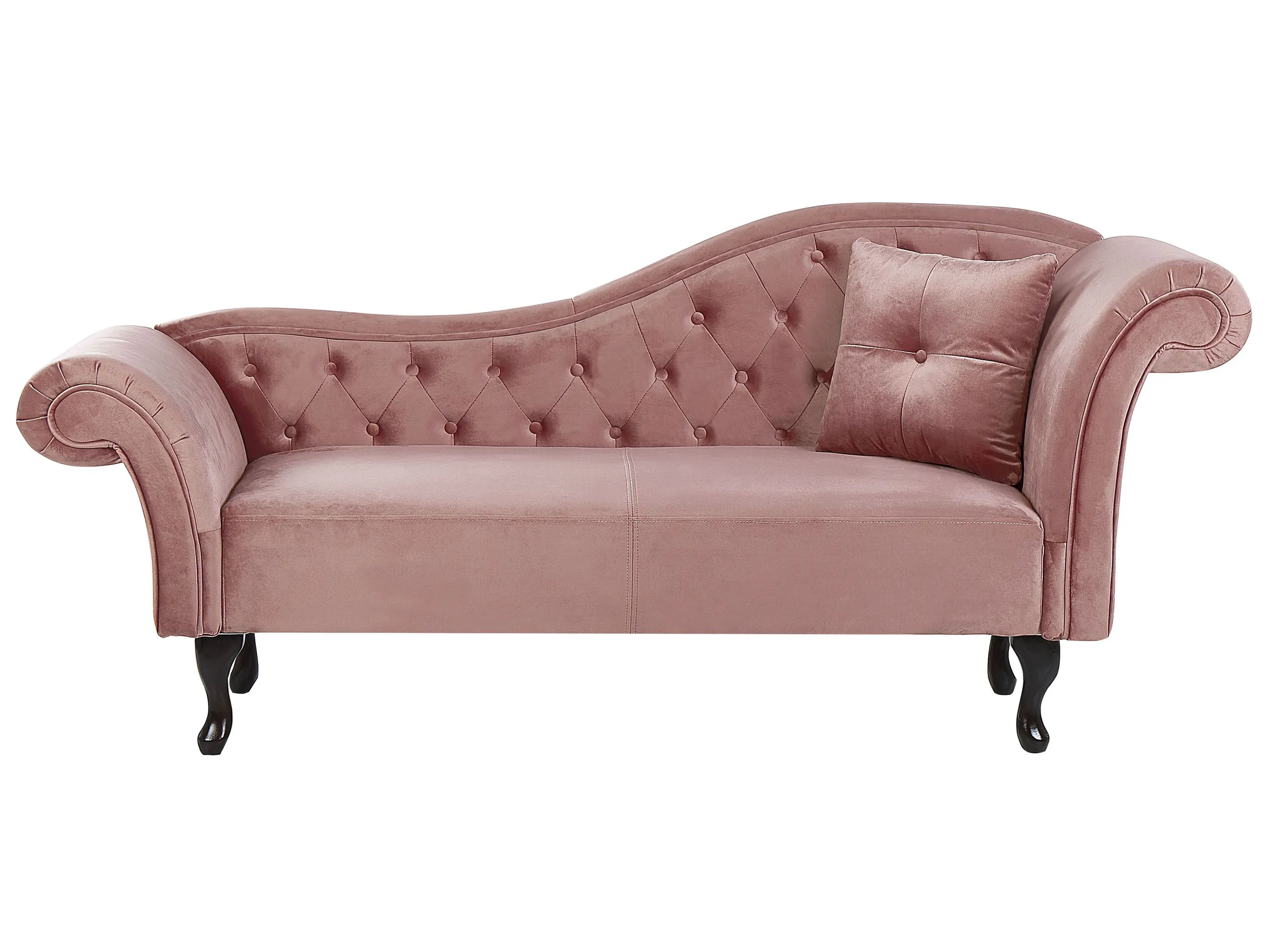 Chaise longue derecho LATTES Terciopelo Rosa