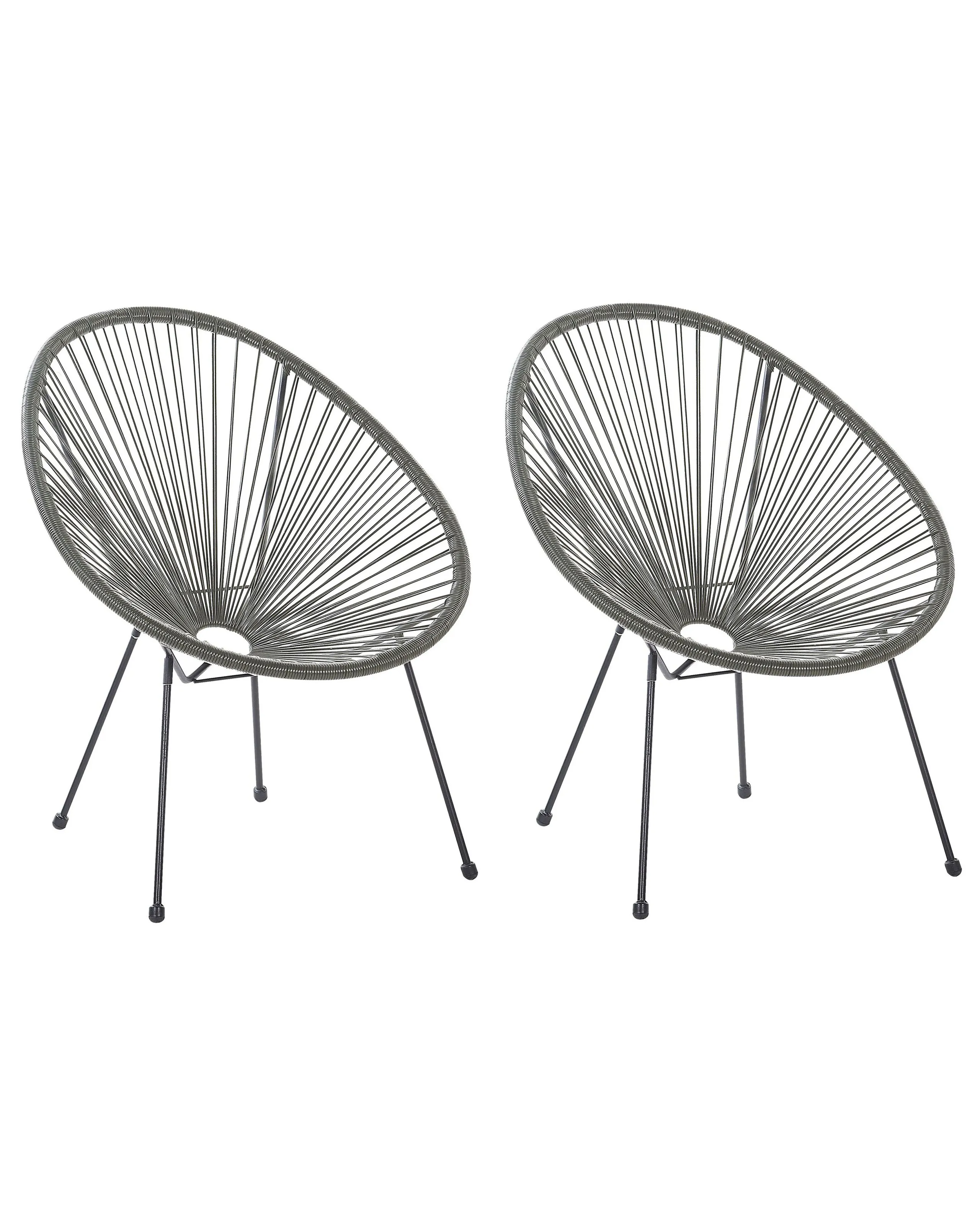 Conjunto de 2 sillas de jardín ACAPULCO II Ratán sintético Gris oscuro