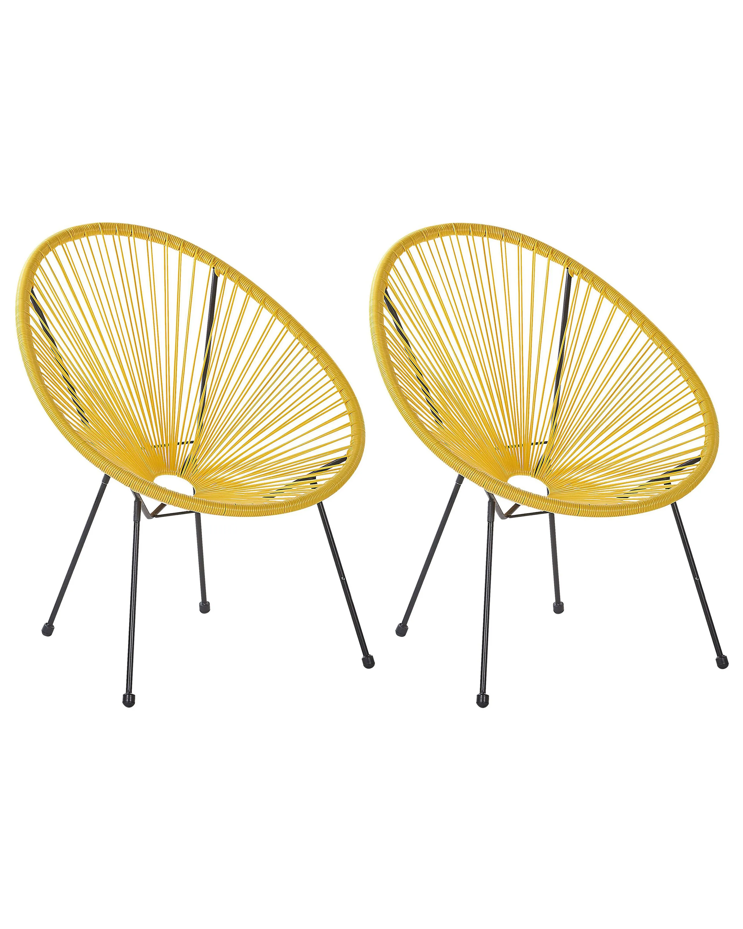 Conjunto de 2 sillas de jardín ACAPULCO II Ratán sintético Amarillo